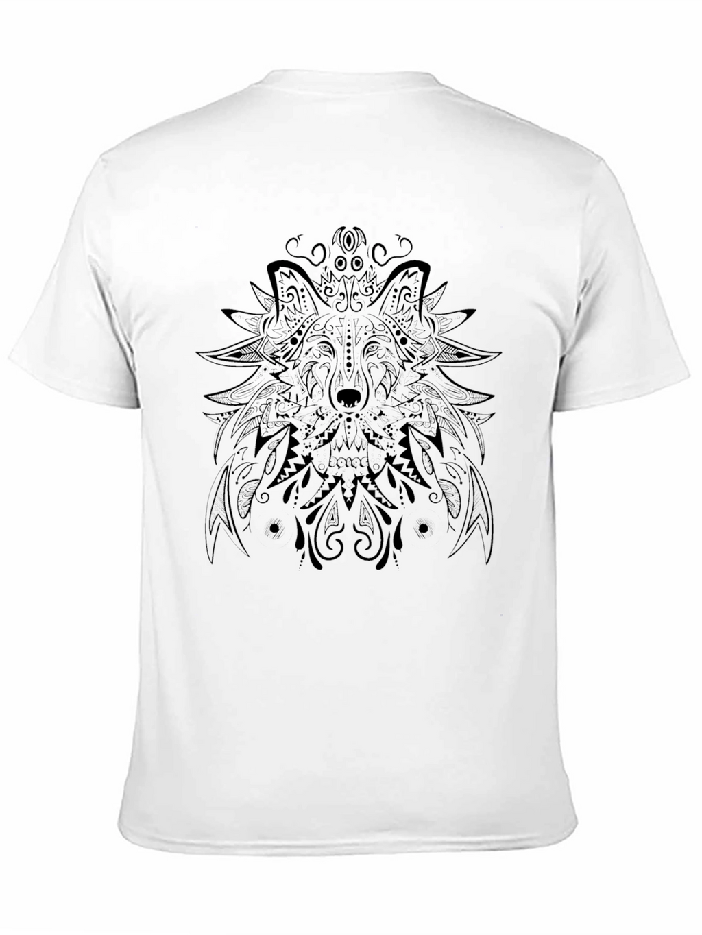 Wolf Mandala Graphic Tee - Black