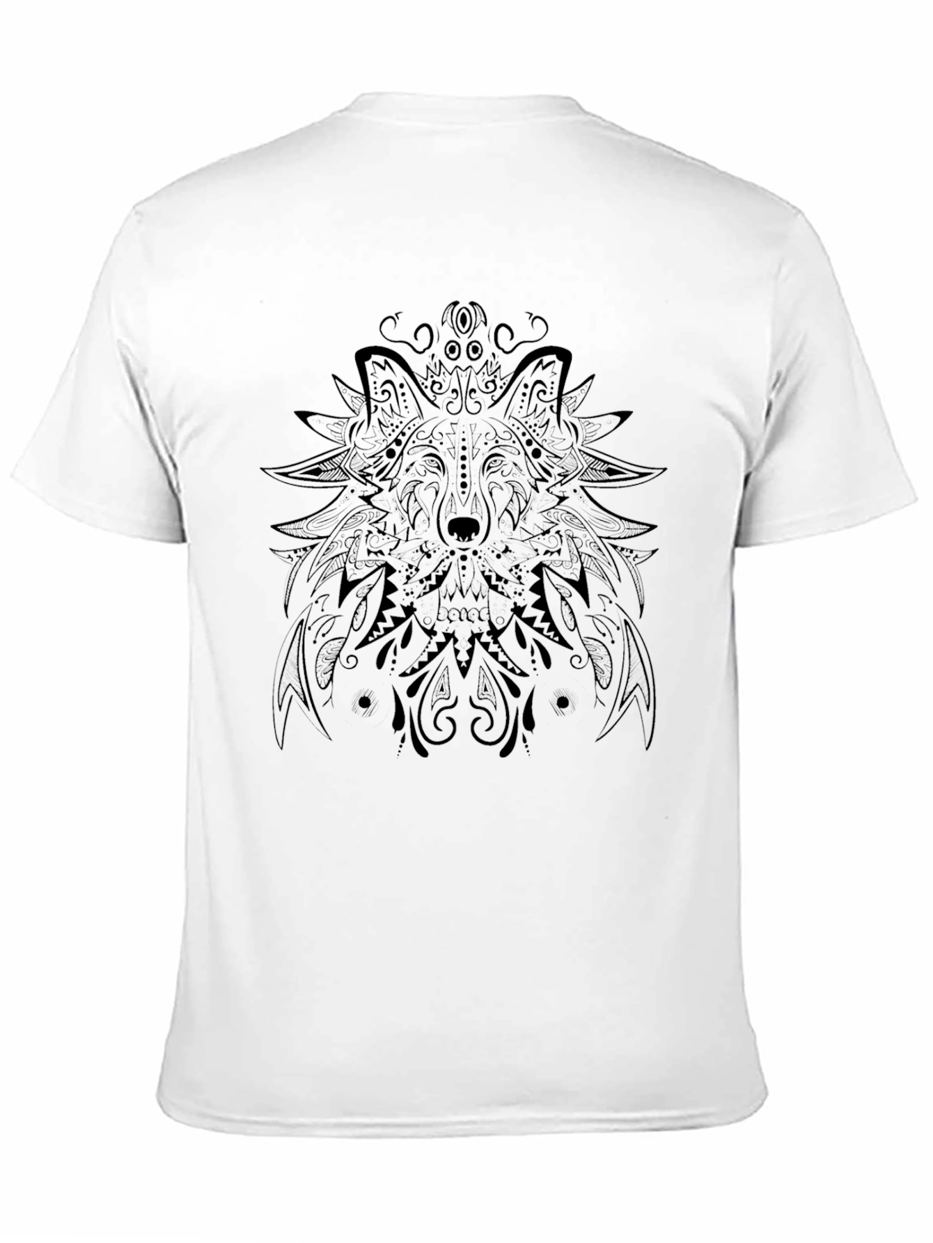 Wolf Mandala Graphic Tee - Black