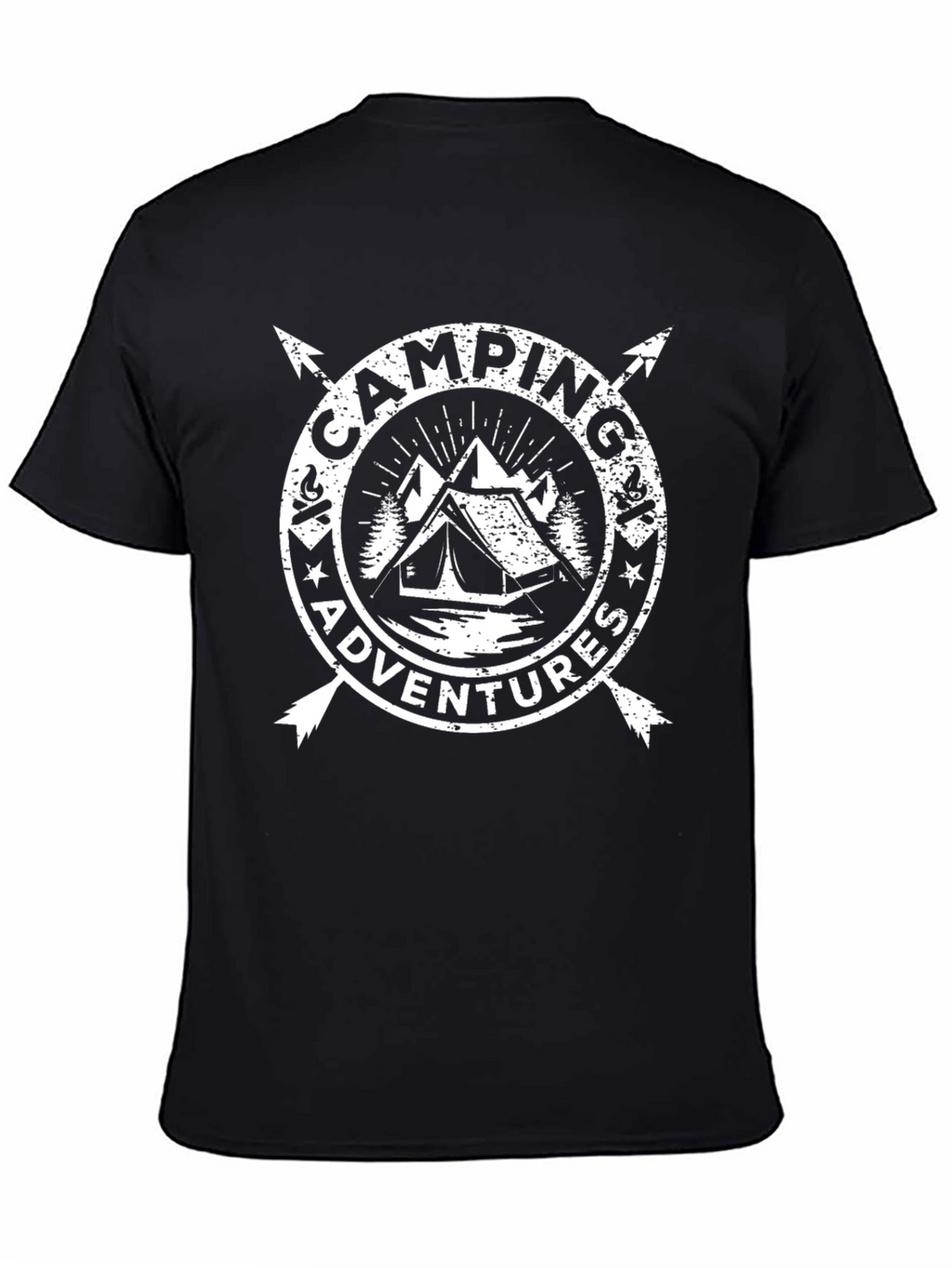 Camping Adventures Graphic Tee - Black Crew Neck T-Shirt
