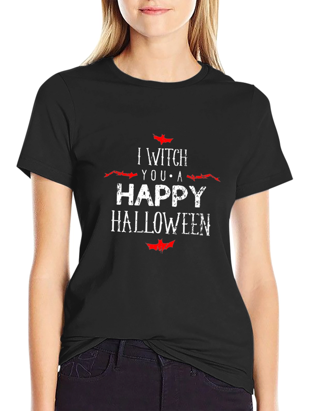I Witch You A Happy Halloween Black Tee