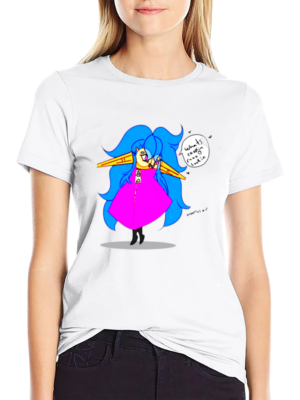 Fun Cartoon Character Black T-Shirt