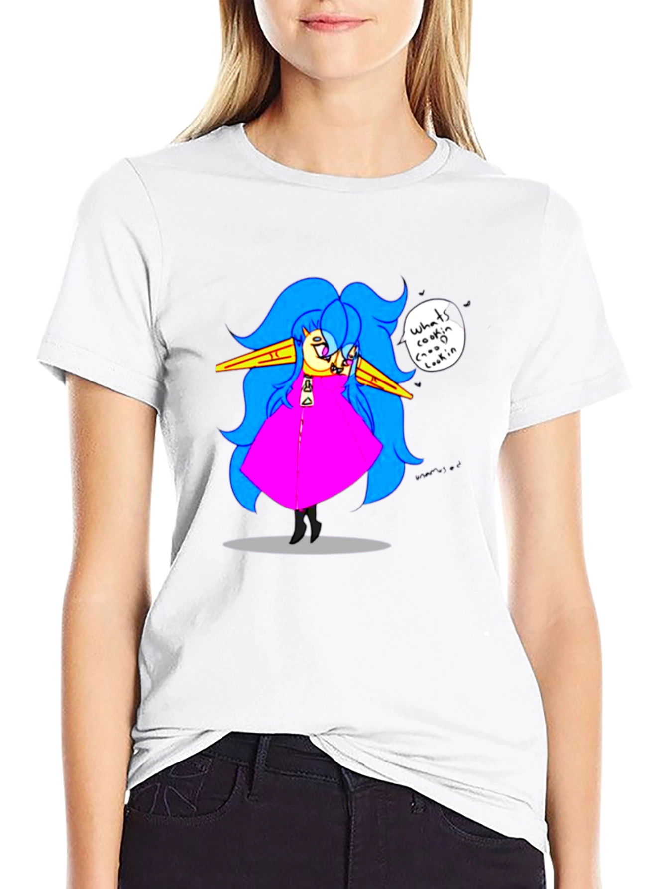 Fun Cartoon Character Black T-Shirt