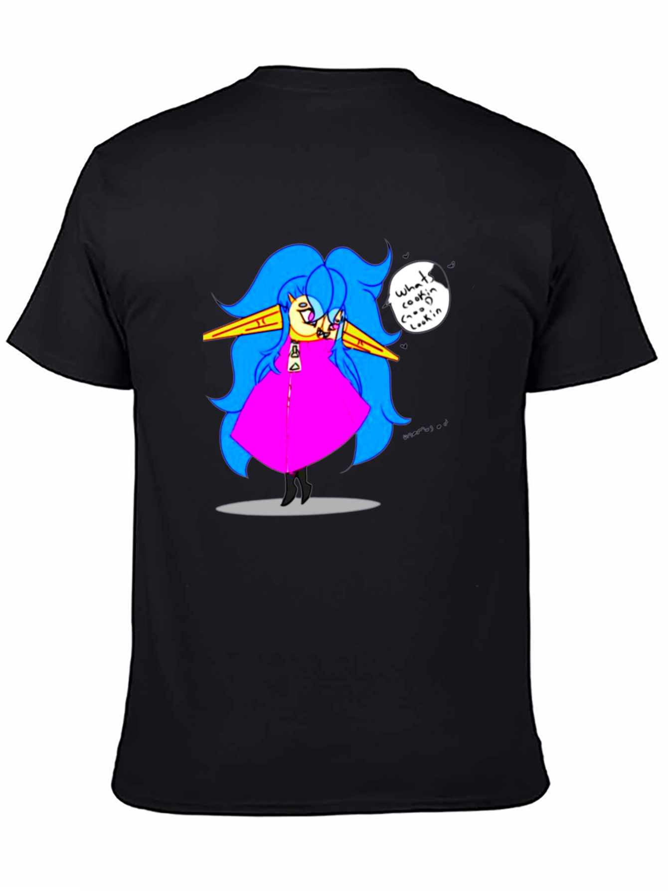 Fun Cartoon Character Black T-Shirt