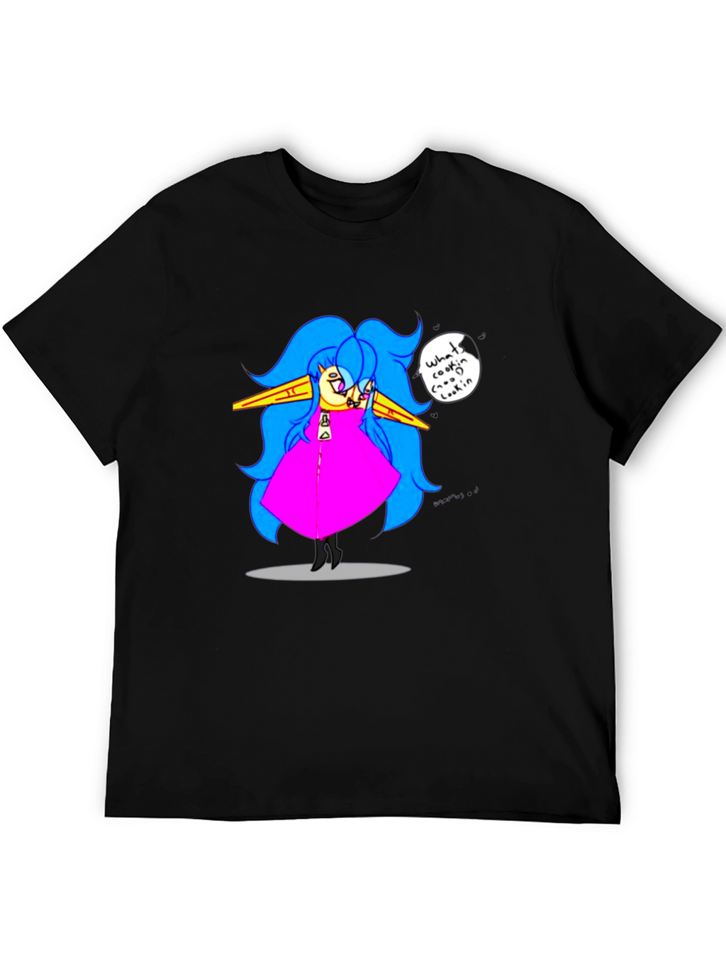 Fun Cartoon Character Black T-Shirt