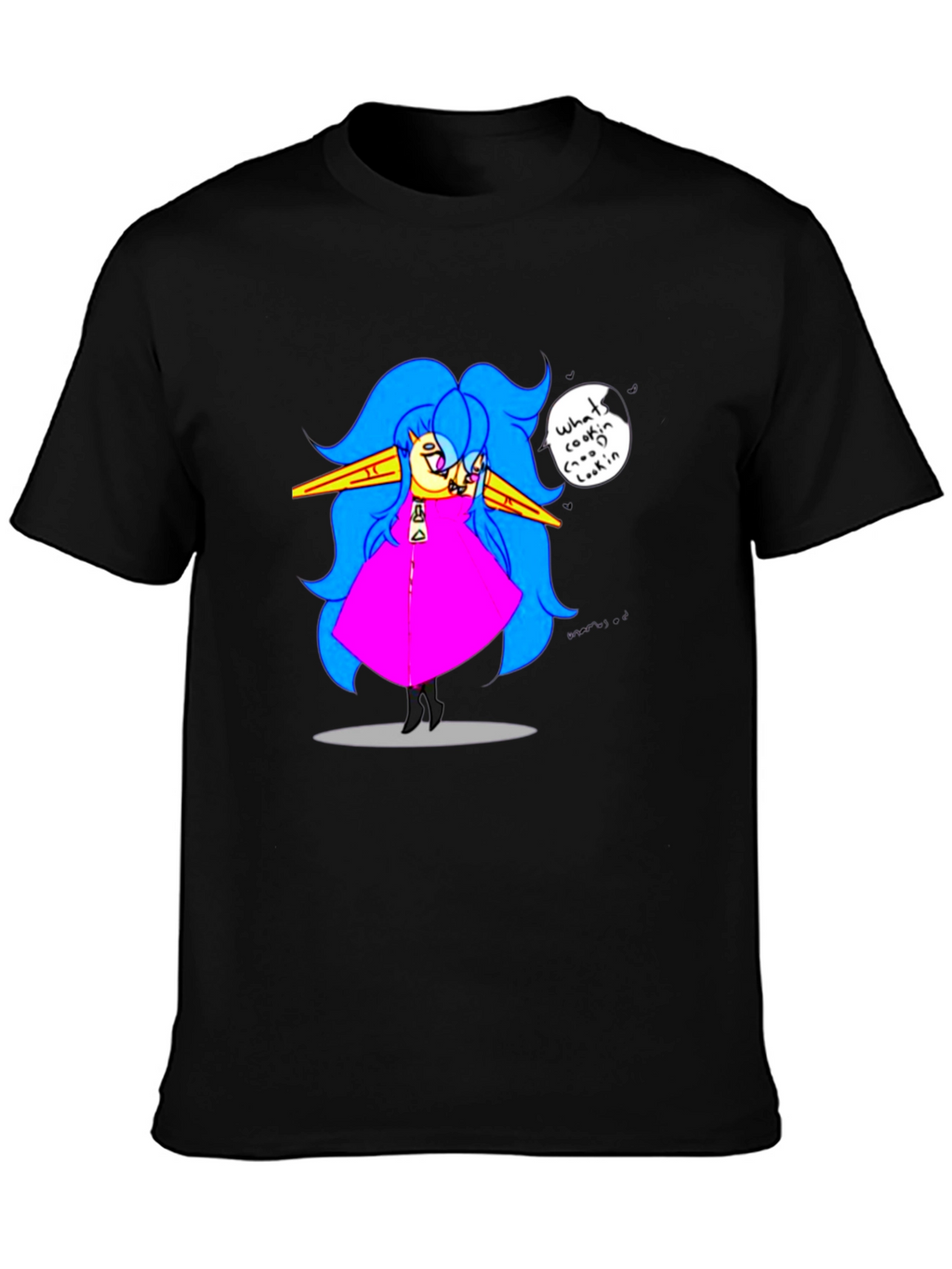 Fun Cartoon Character Black T-Shirt