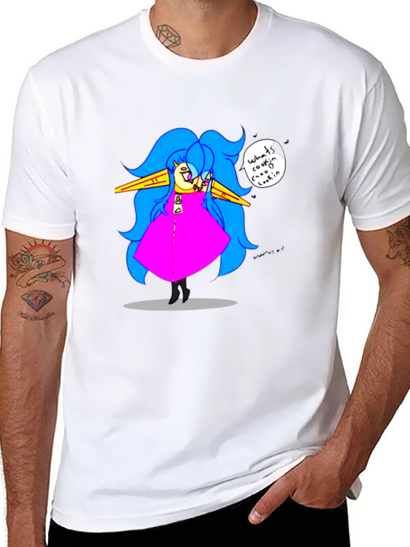Fun Cartoon Character Black T-Shirt