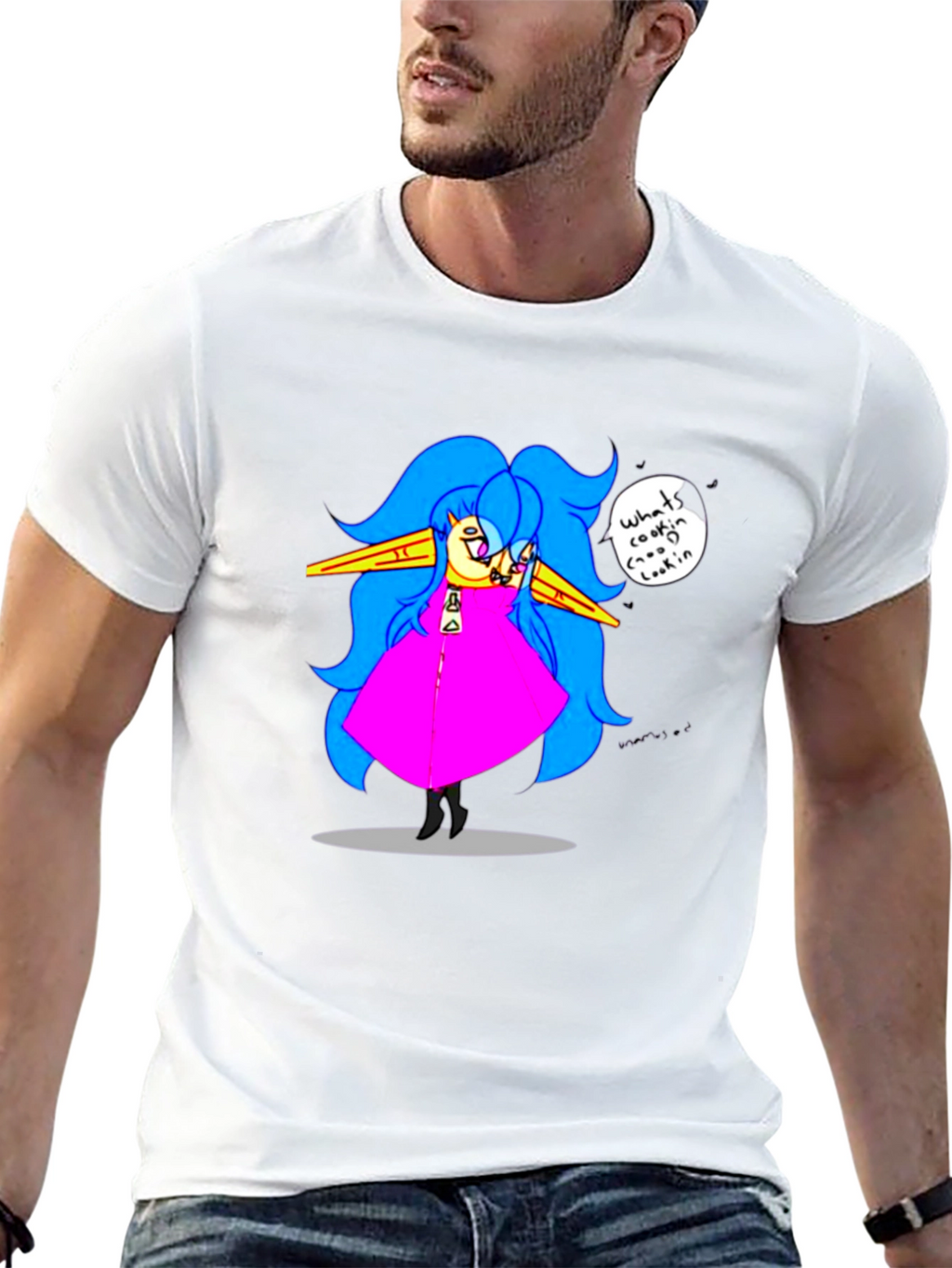 Fun Cartoon Character Black T-Shirt