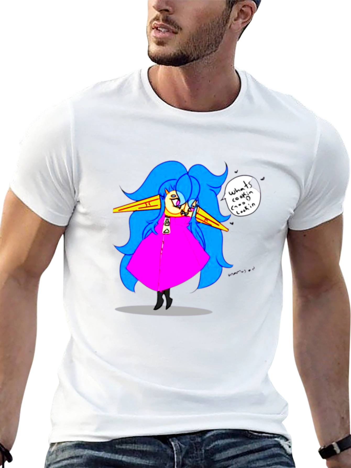 Fun Cartoon Character Black T-Shirt