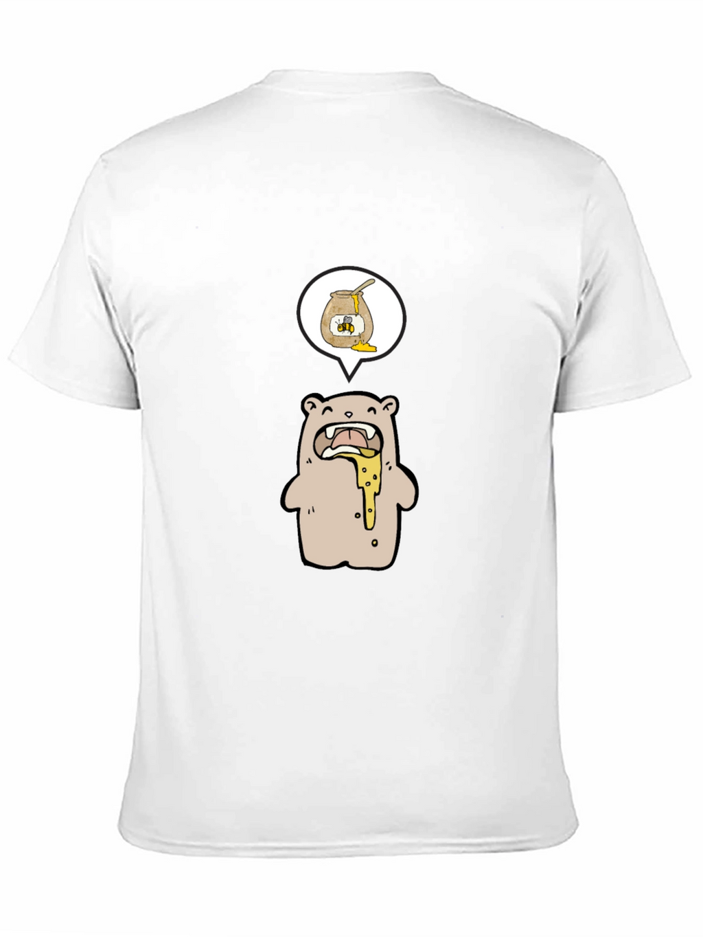 Honey Bear Cartoon Graphic Tee - Black