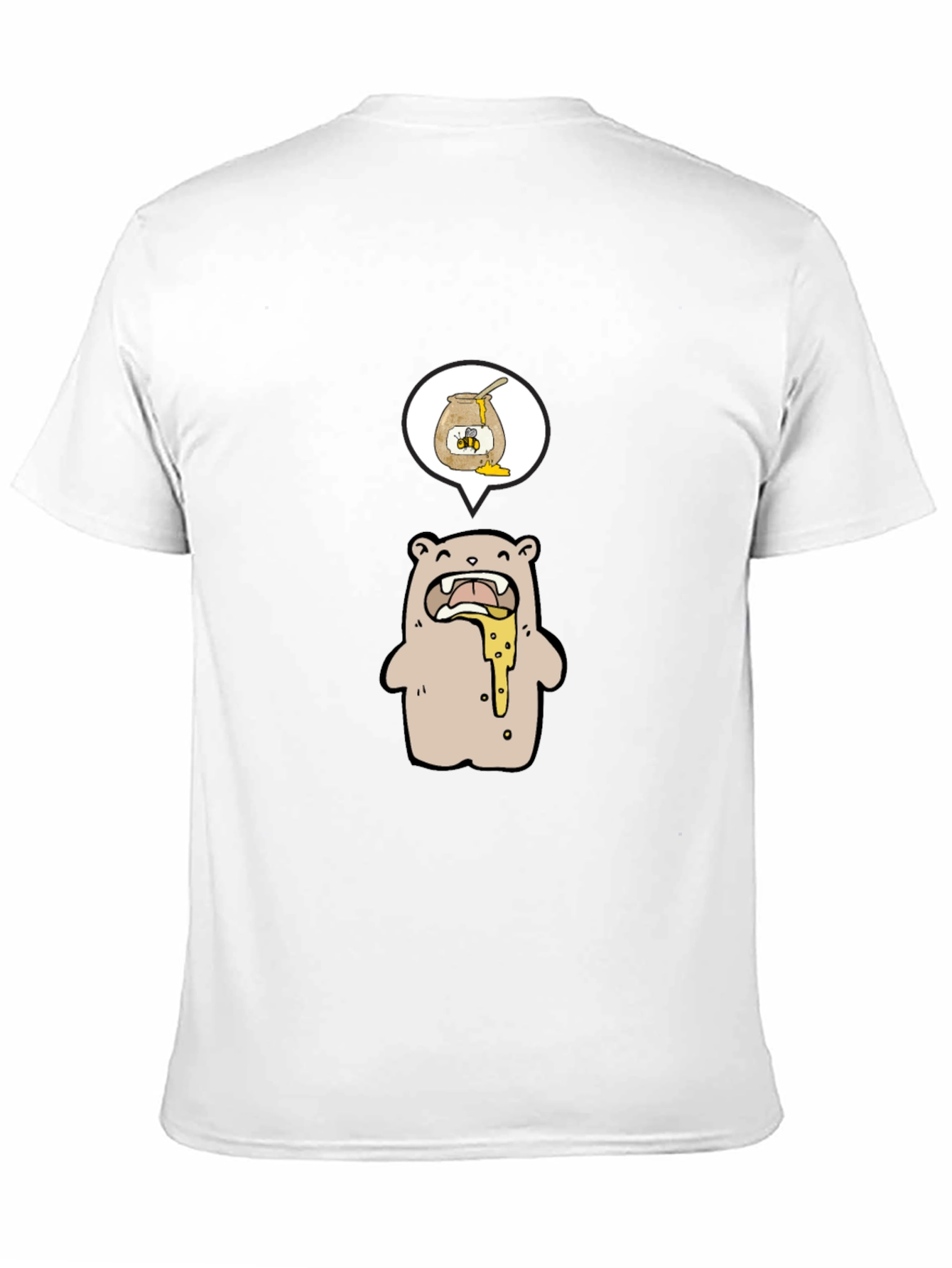 Honey Bear Cartoon Graphic Tee - Black