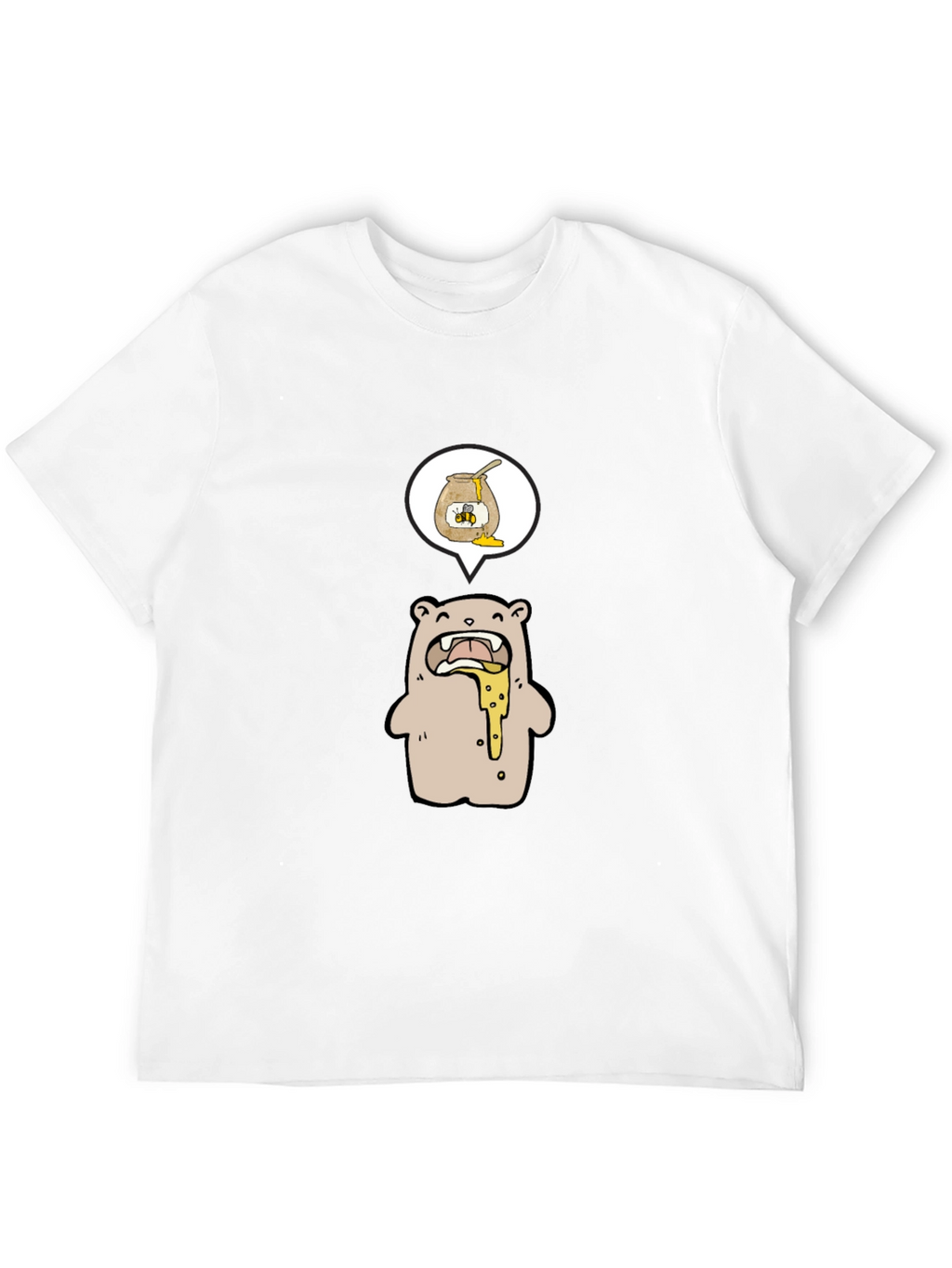 Honey Bear Cartoon Graphic Tee - Black