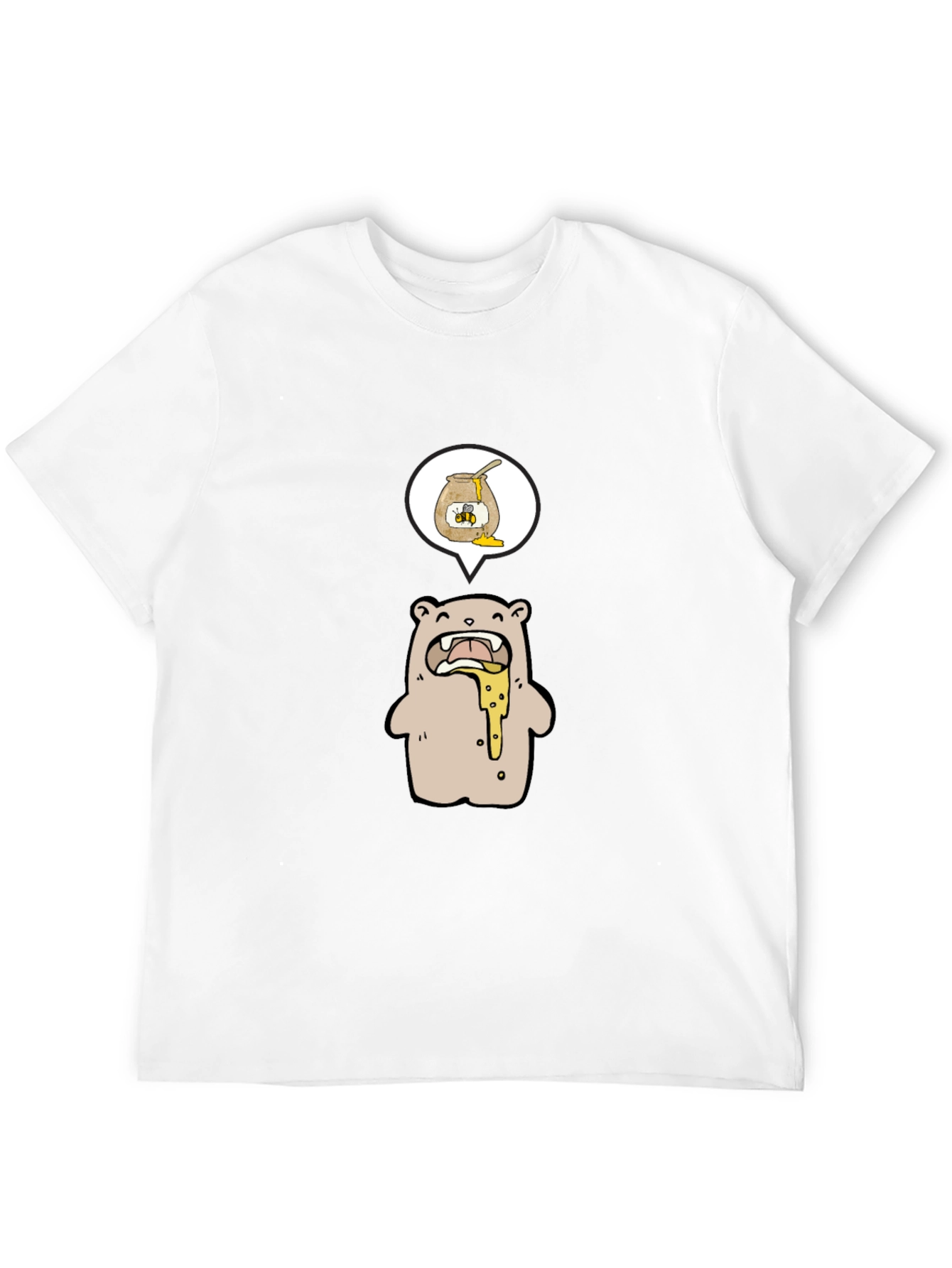 Honey Bear Cartoon Graphic Tee - Black