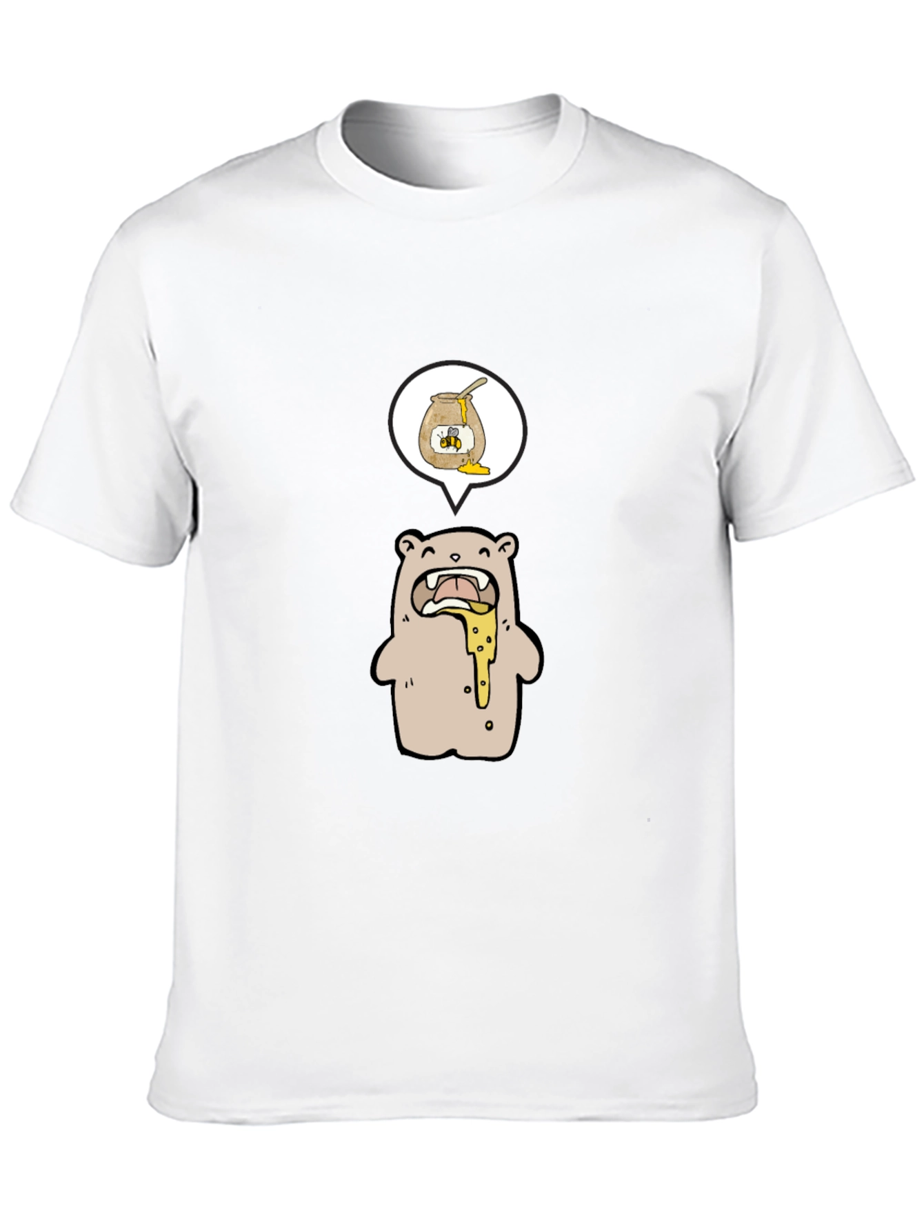 Honey Bear Cartoon Graphic Tee - Black