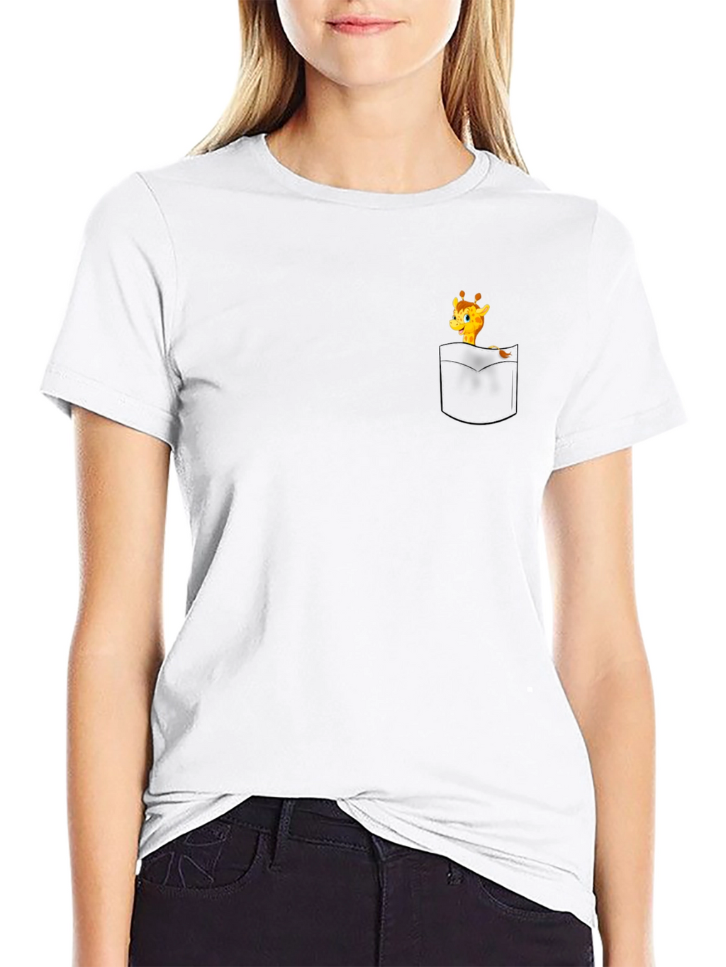 Giraffe Pocket Graphic Tee - Black