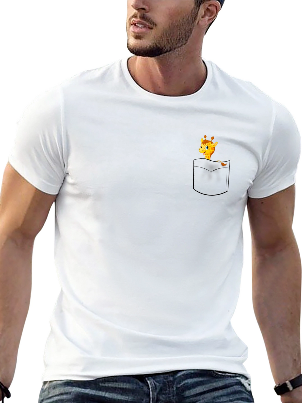 Giraffe Pocket Graphic Tee - Black