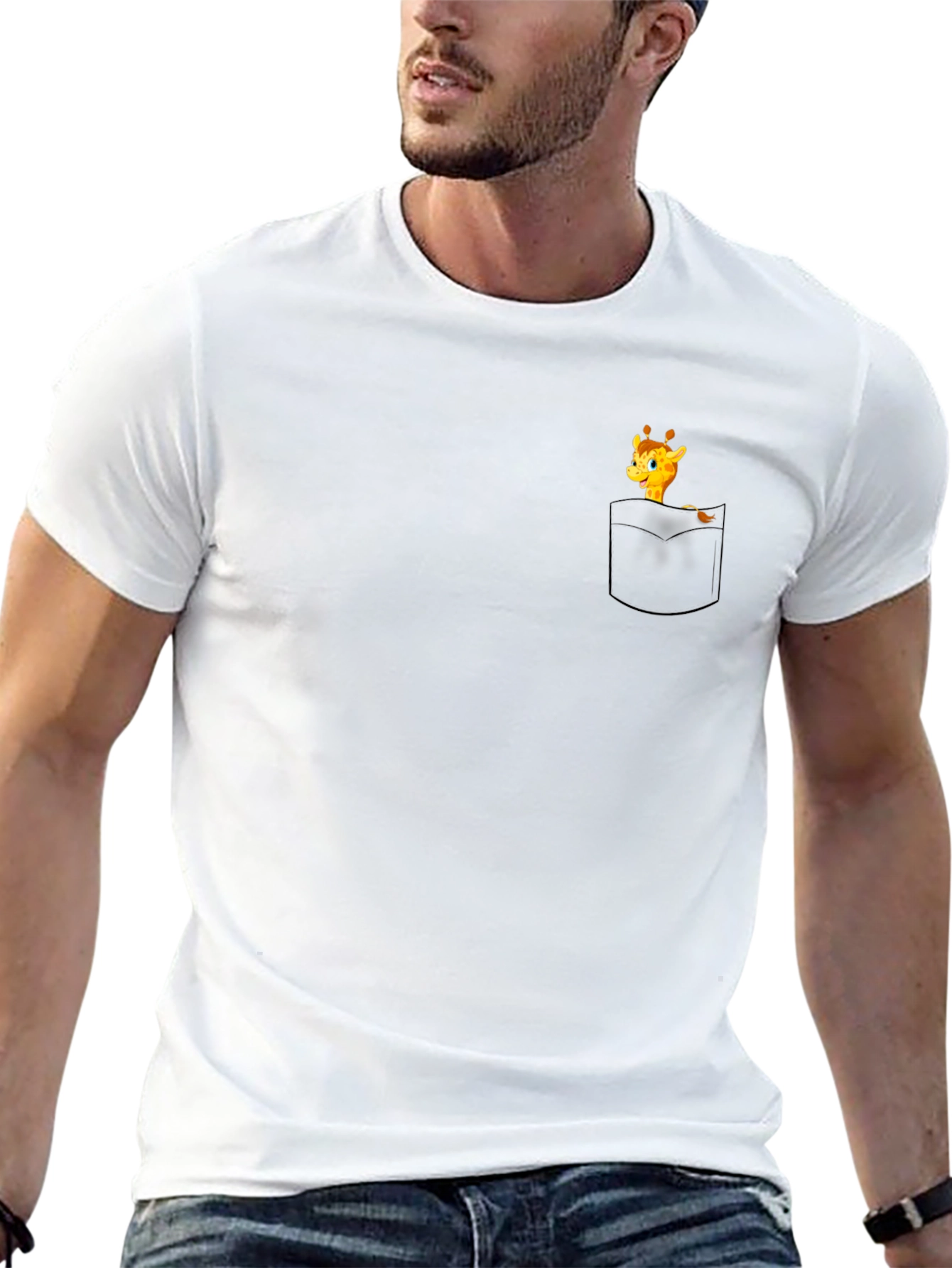 Giraffe Pocket Graphic Tee - Black