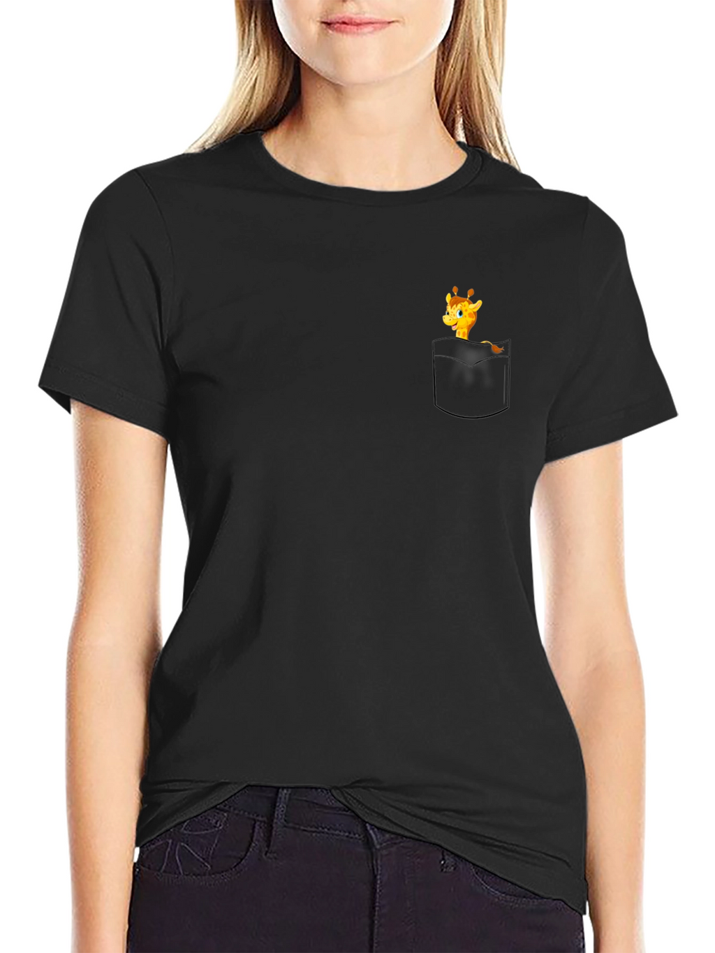 Giraffe Pocket Graphic Tee - Black