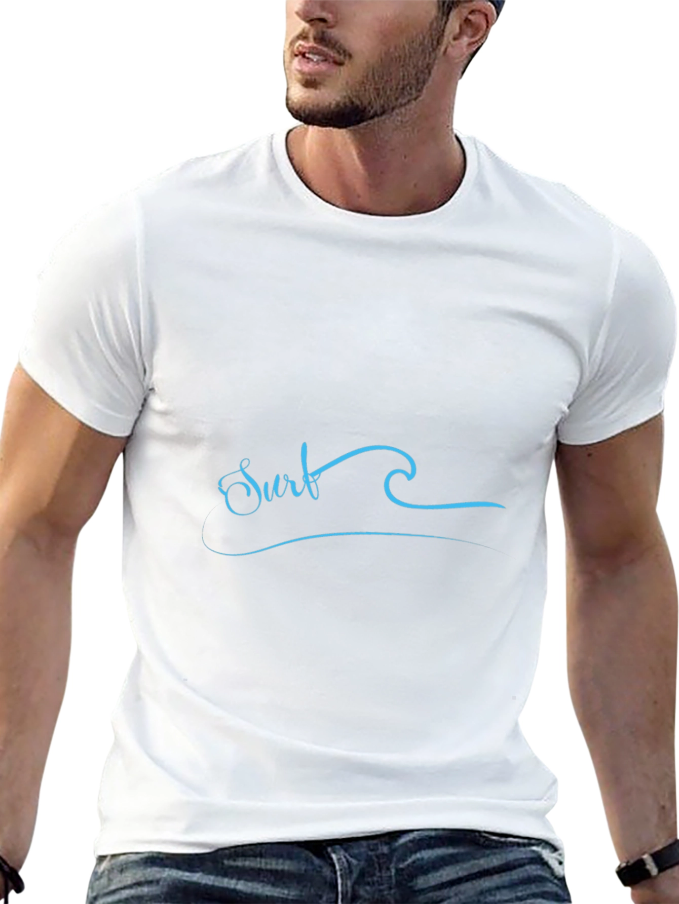Surf Wave Graphic Tee - Black Cotton T-Shirt