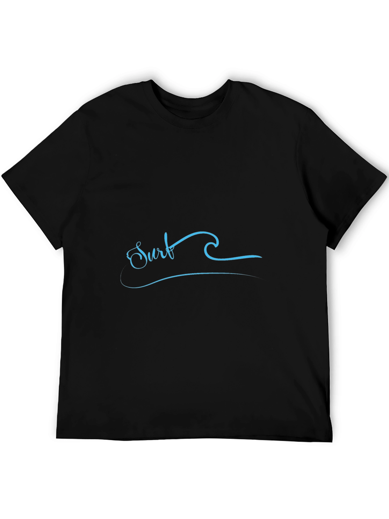 Surf Wave Graphic Tee - Black Cotton T-Shirt