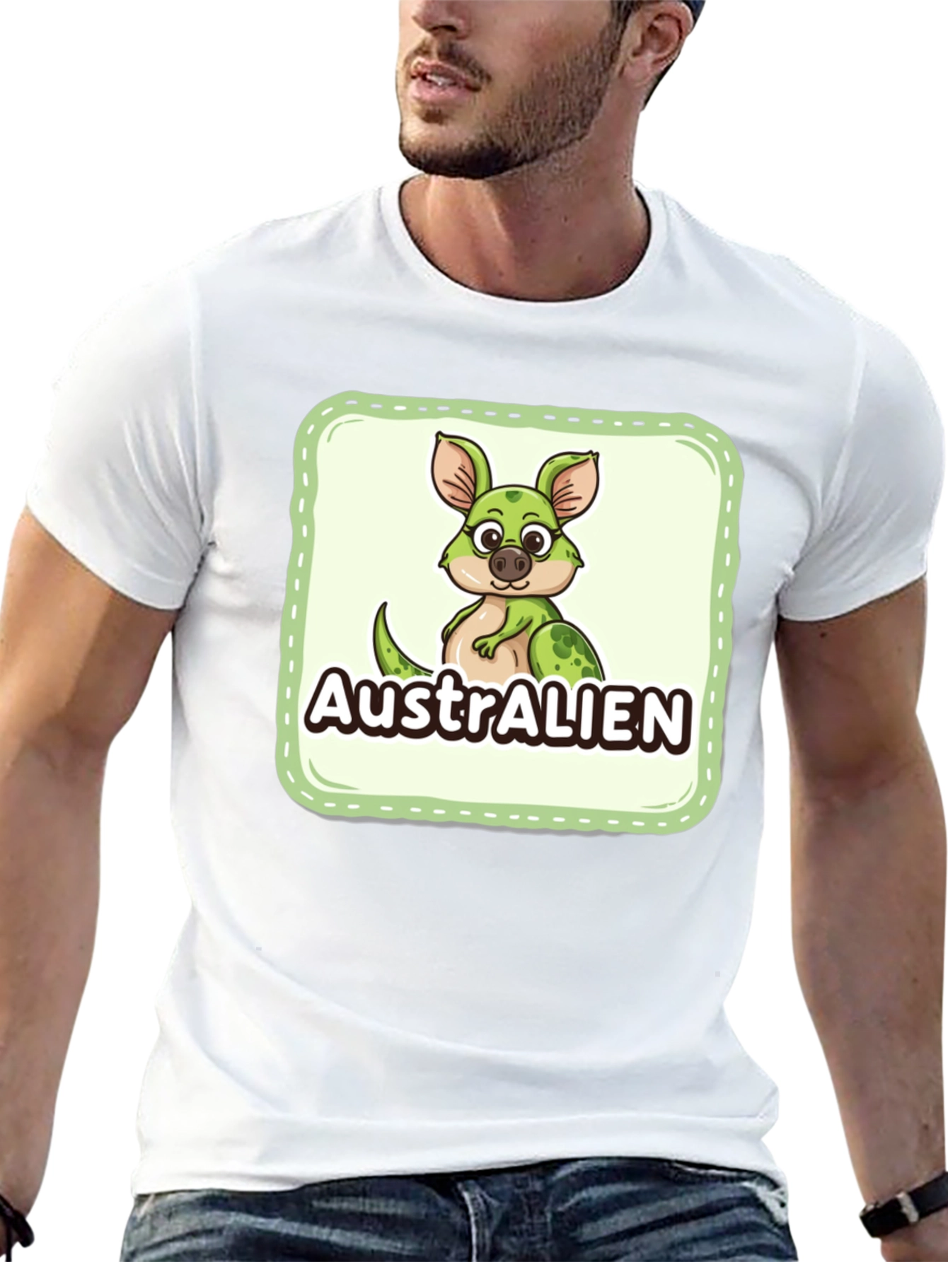 Australien Cartoon Graphic Black T-Shirt