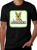 Australien Cartoon Graphic Black T-Shirt