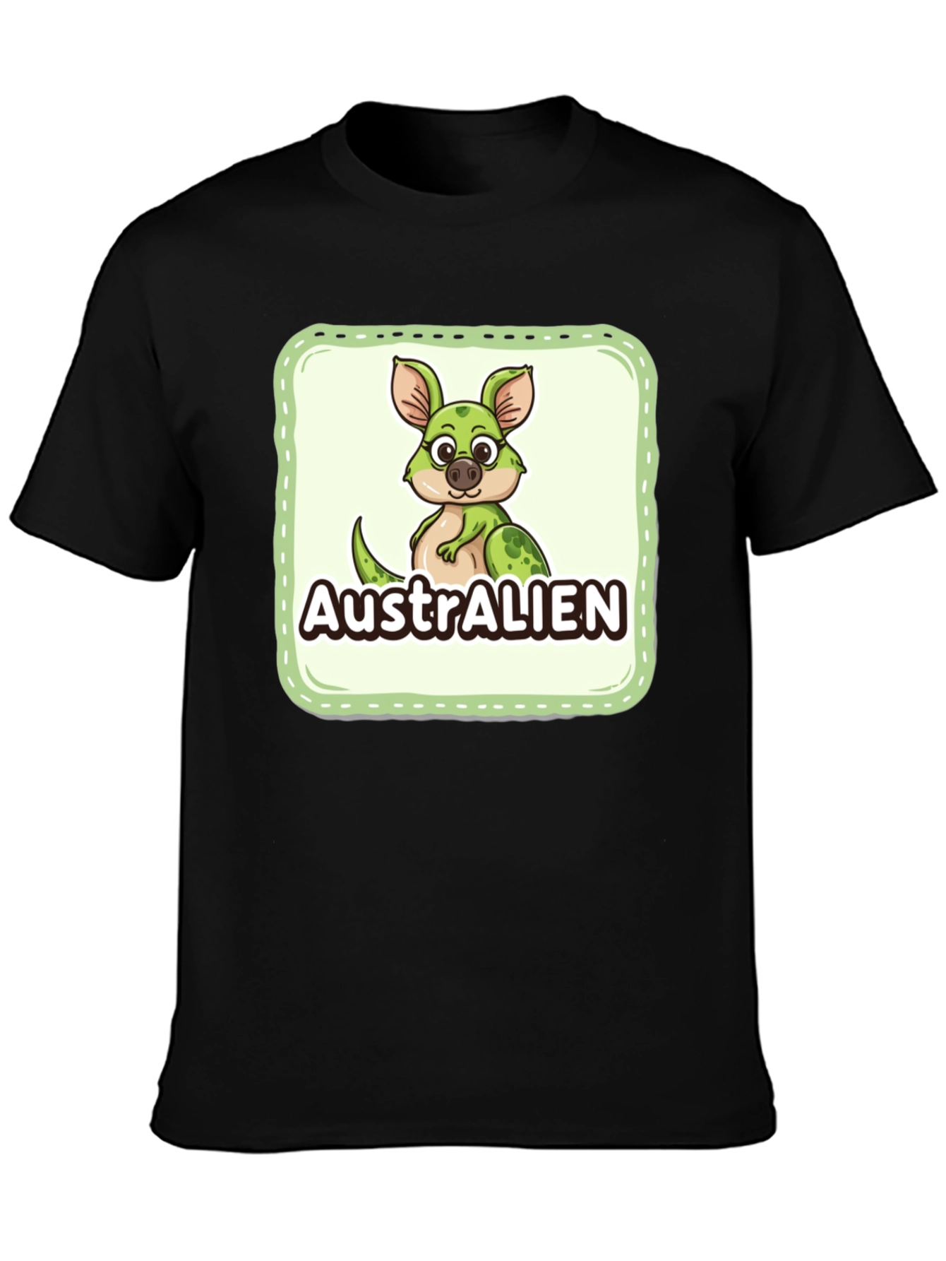 Australien Cartoon Graphic Black T-Shirt