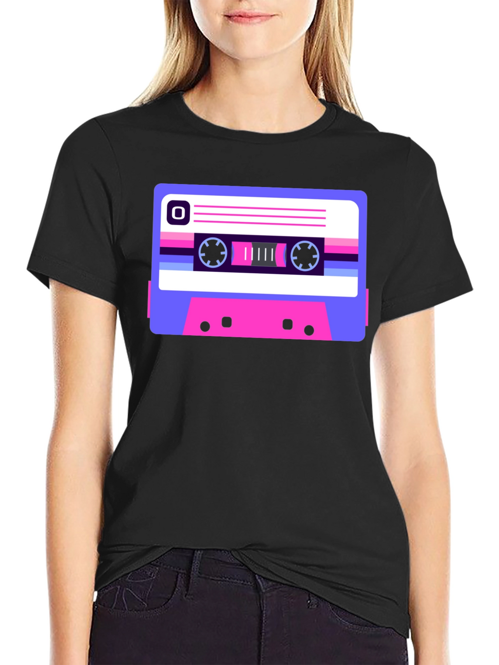 Retro Cassette Tape Graphic Tee - Black