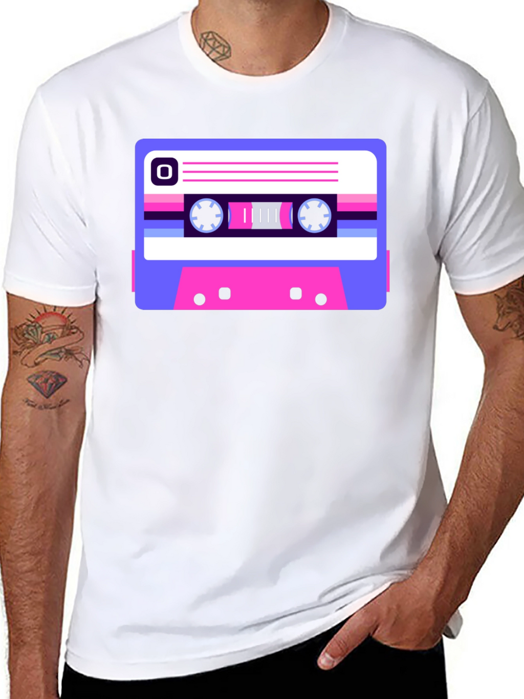 Retro Cassette Tape Graphic Tee - Black