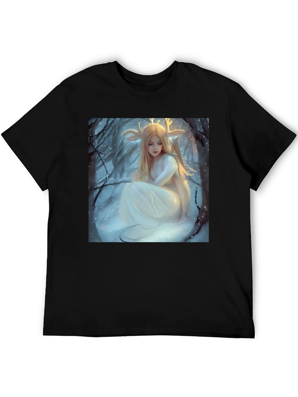 Mystic Deer Maiden Black T-Shirt