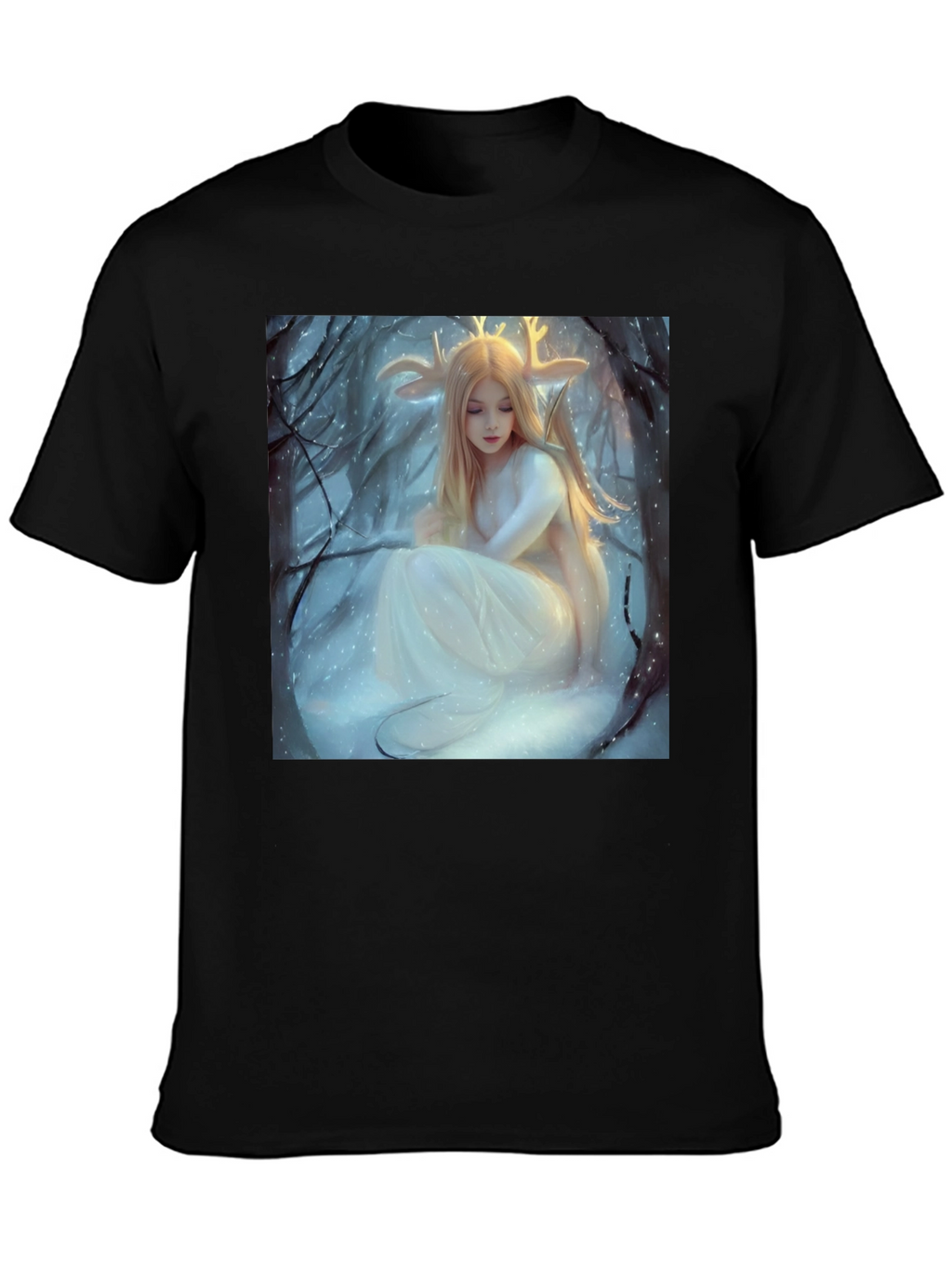 Mystic Deer Maiden Black T-Shirt