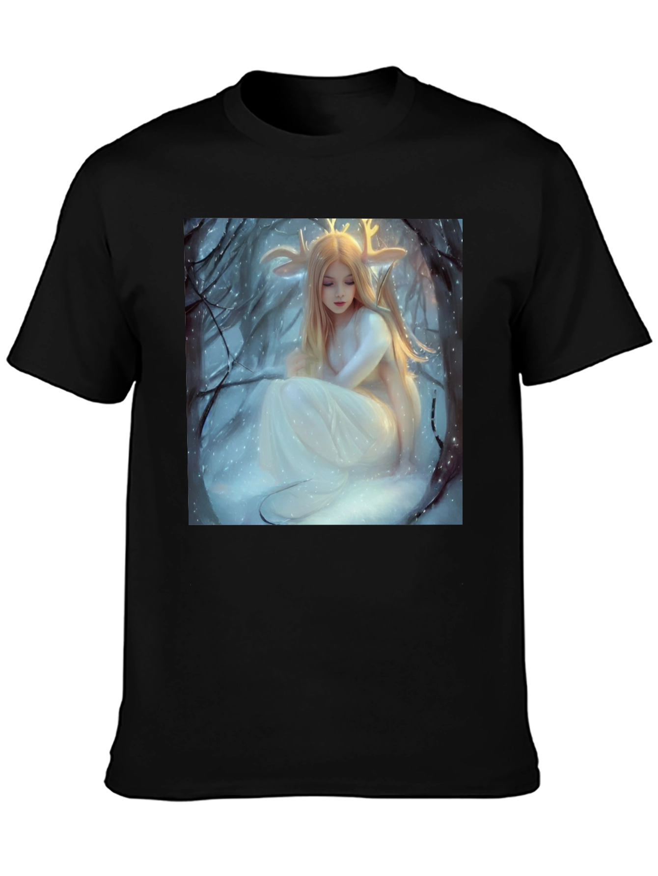 Mystic Deer Maiden Black T-Shirt