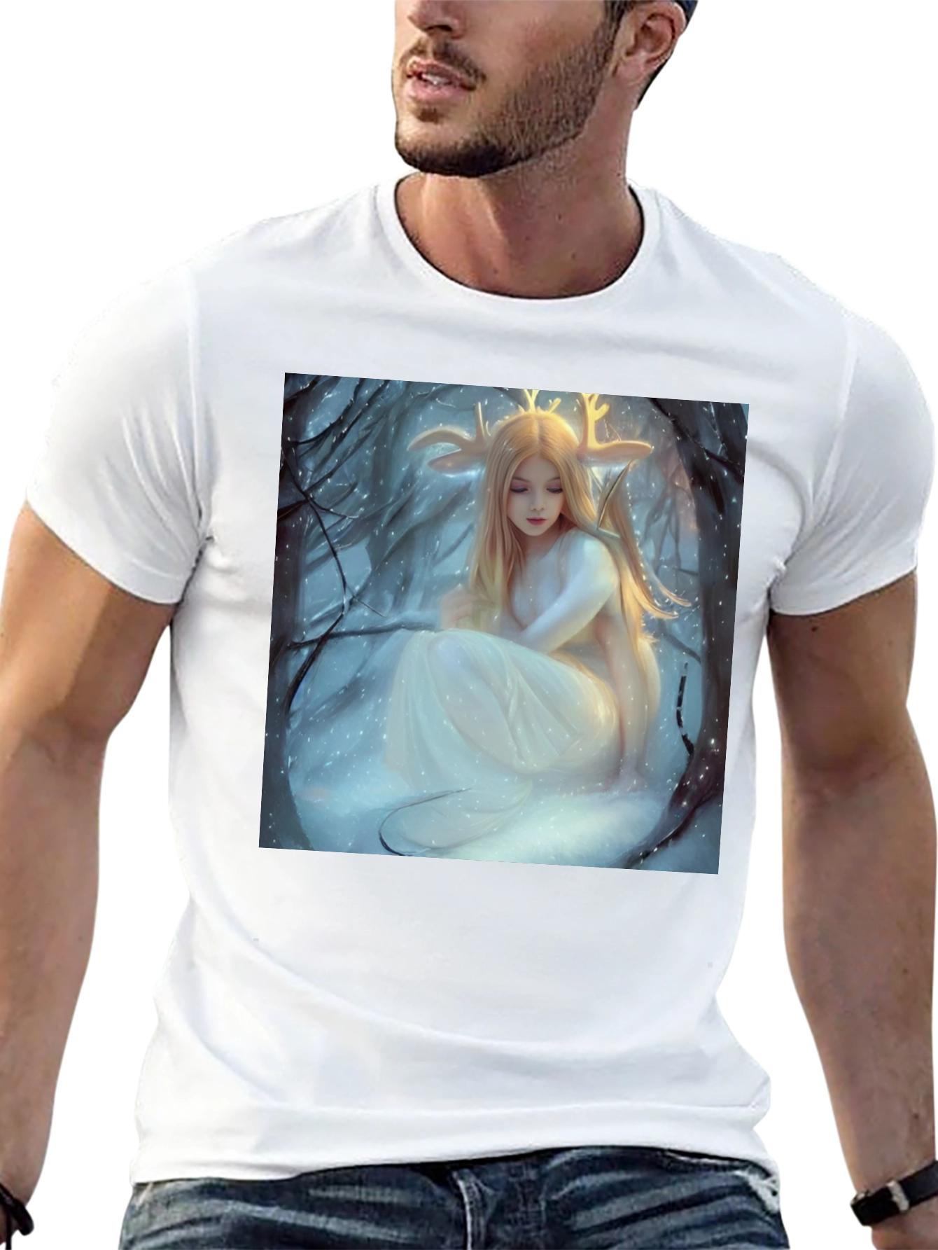 Mystic Deer Maiden Black T-Shirt