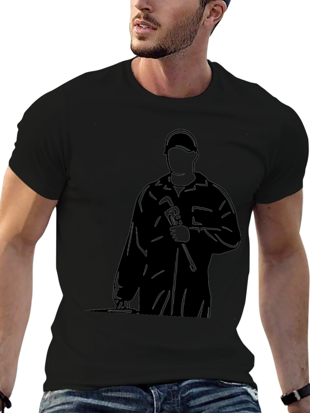 Plumber Silhouette Black T-Shirt