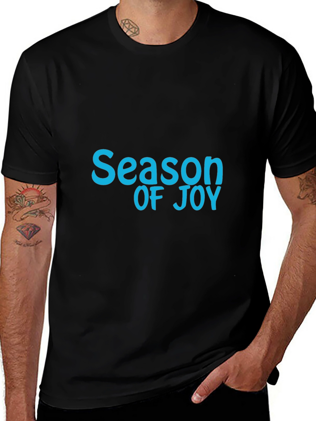 Season of Joy Graphic Tee - Soft Black Cotton