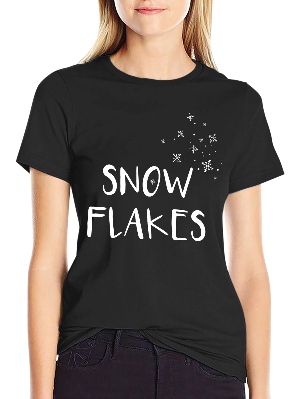 Snowflakes Black Graphic Tee Shirt