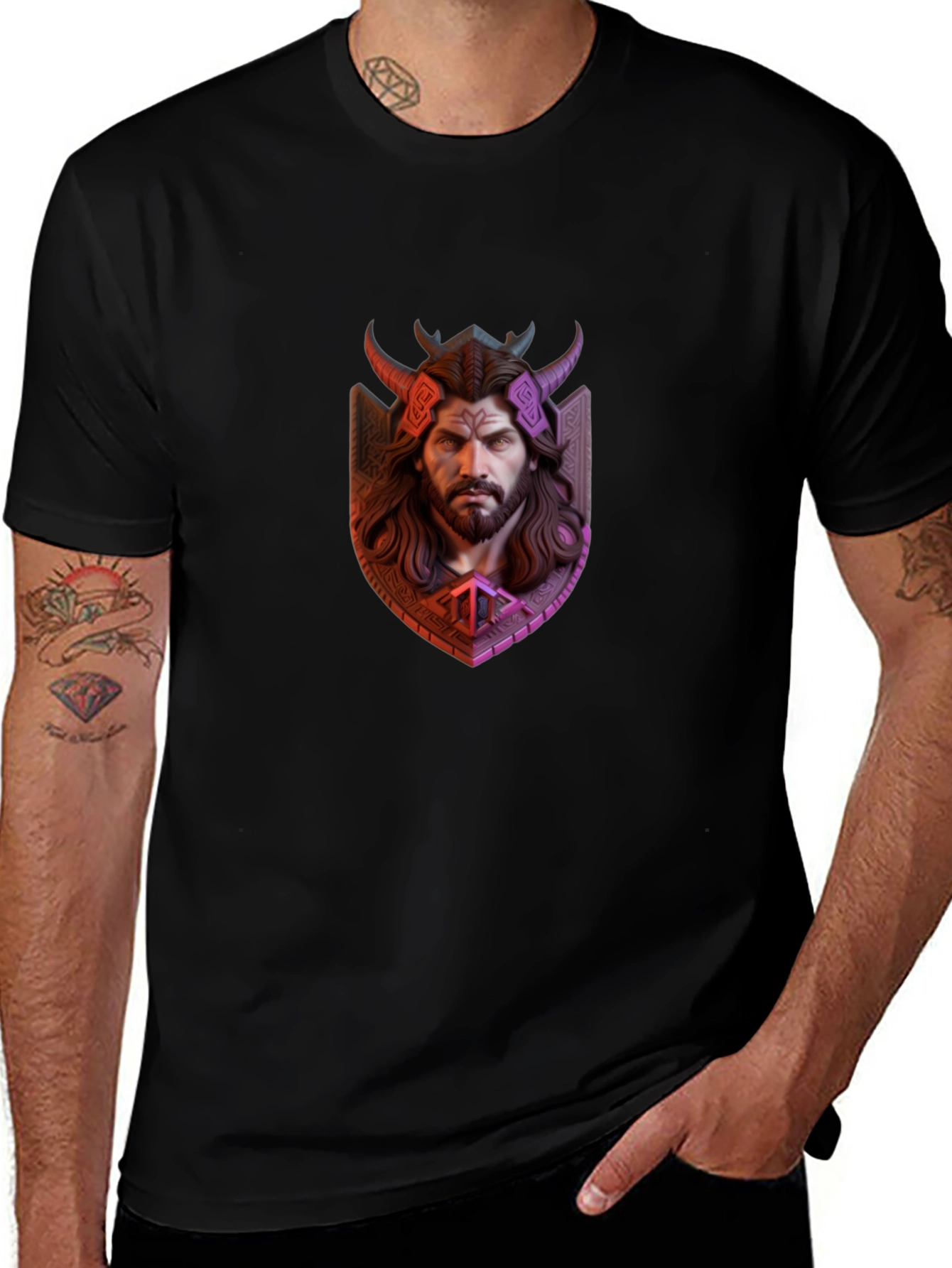 Viking Warrior Graphic Tee - Black