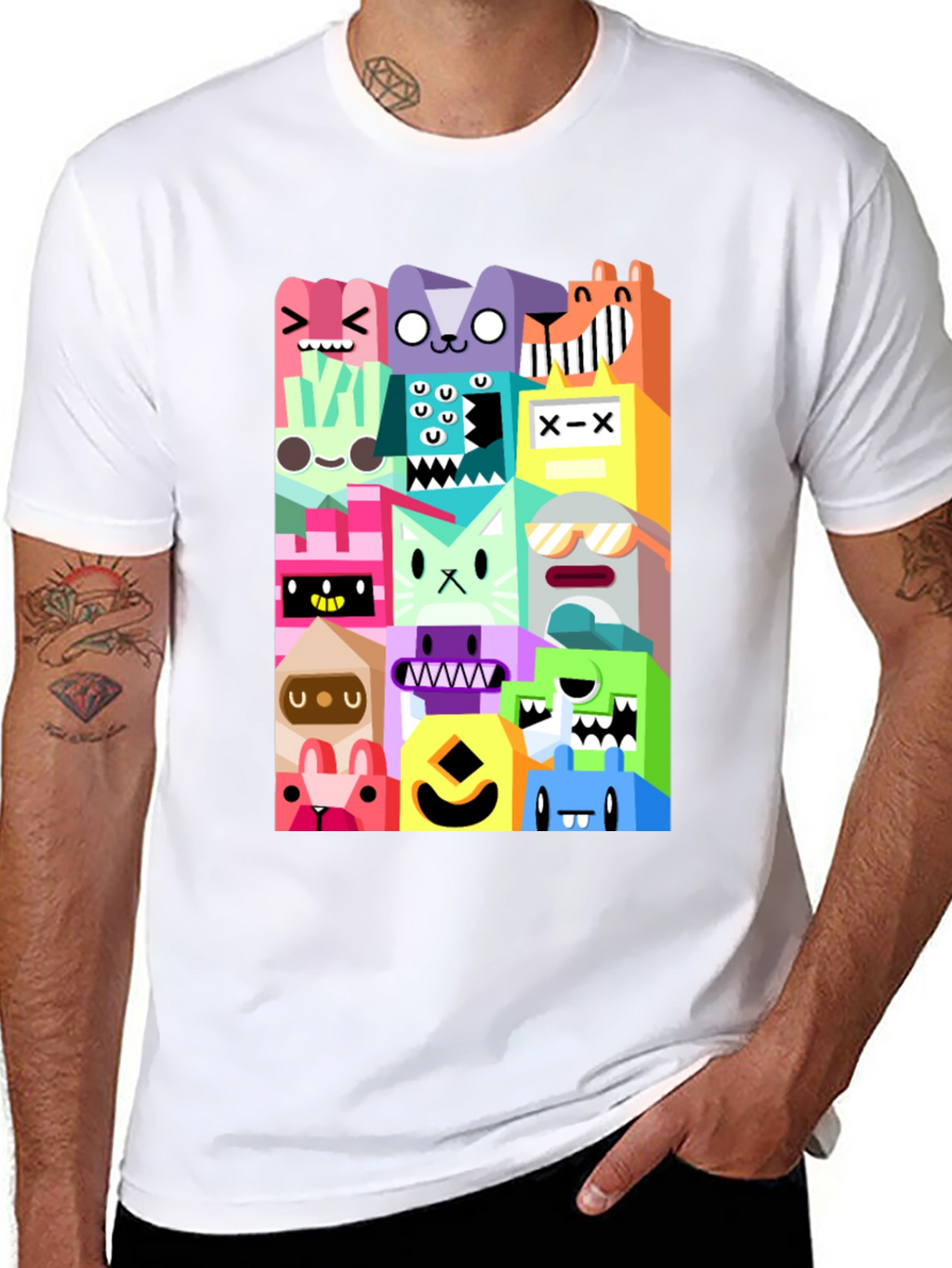 Funky Cartoon Character Black T-Shirt