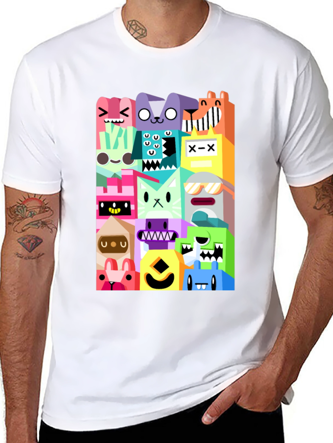 Funky Cartoon Character Black T-Shirt