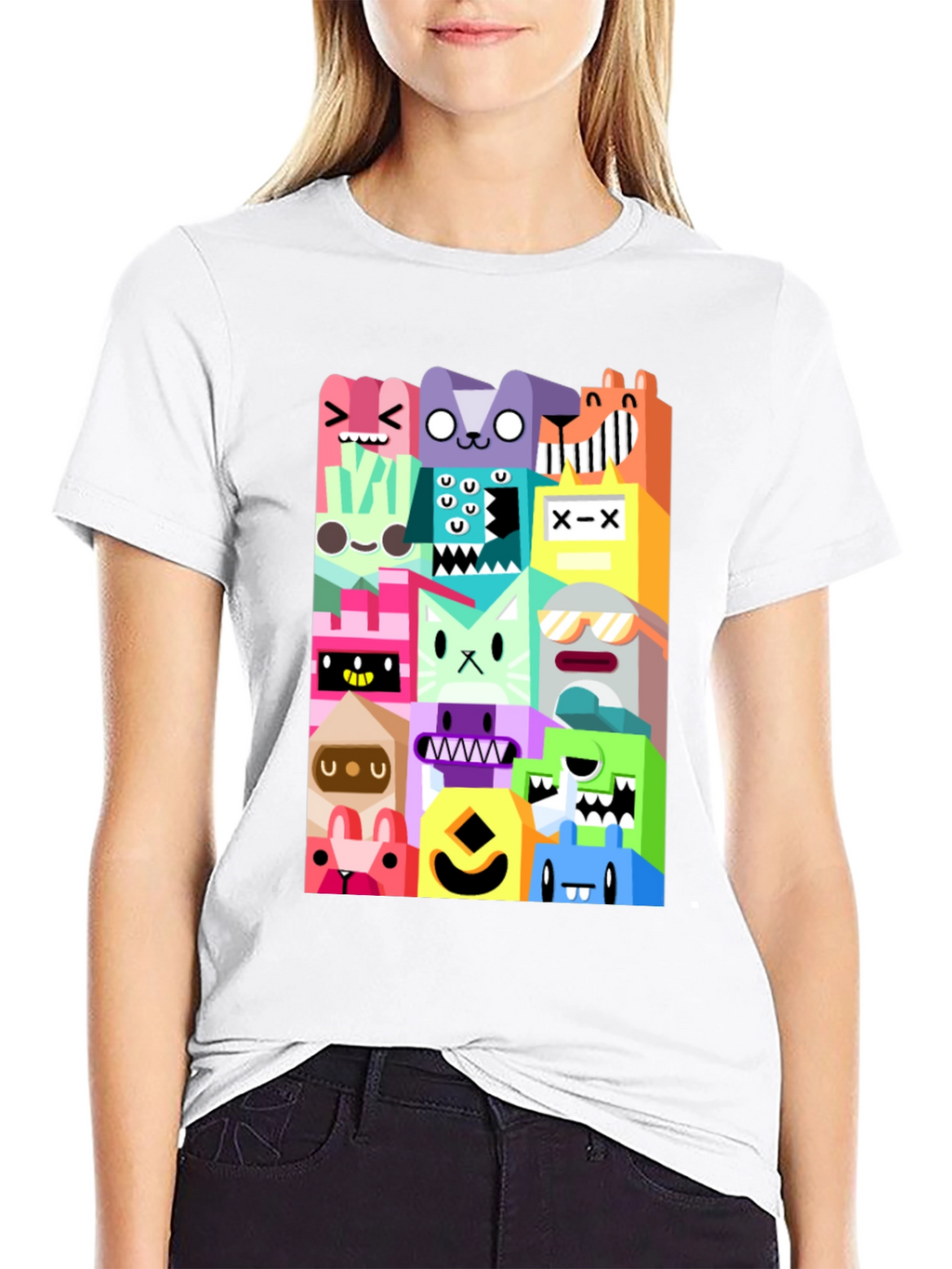 Funky Cartoon Character Black T-Shirt