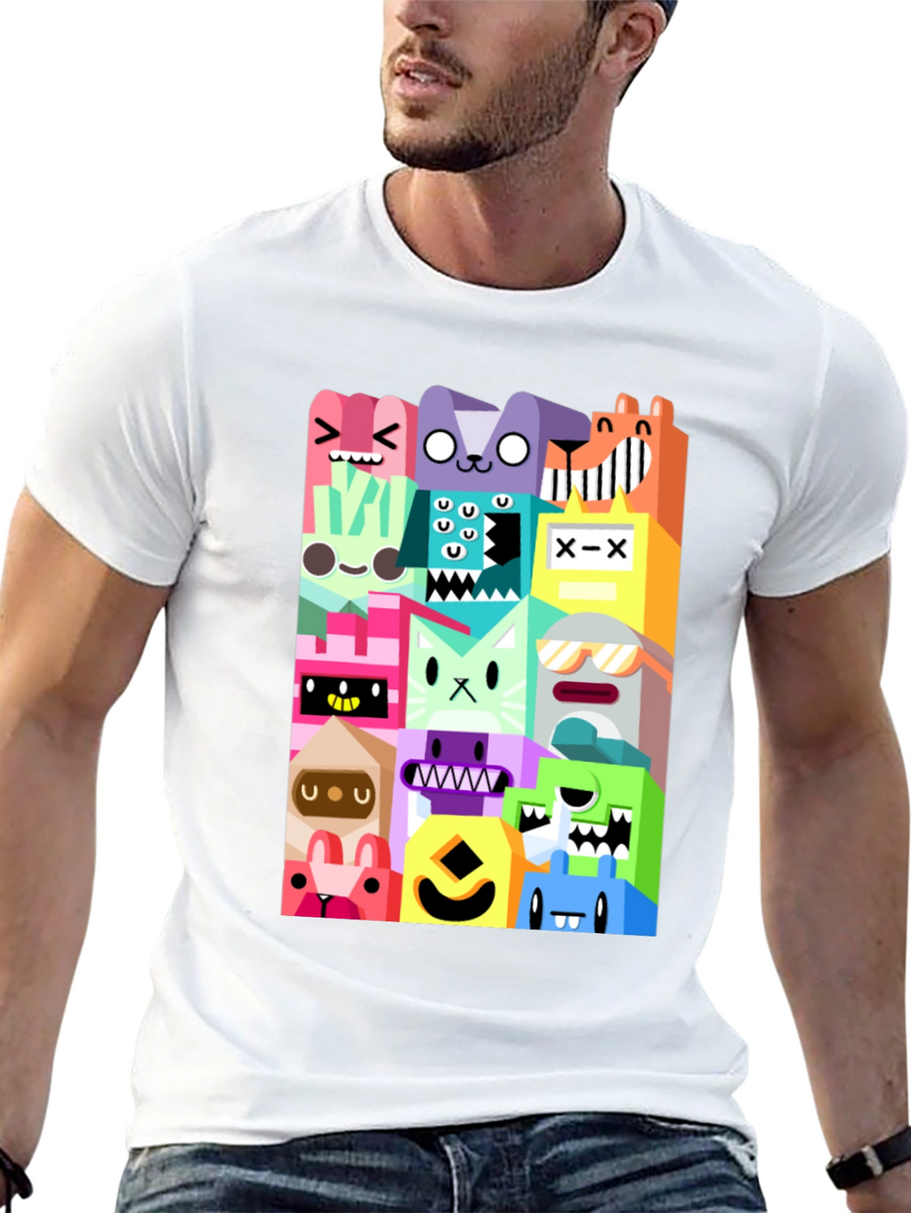 Funky Cartoon Character Black T-Shirt