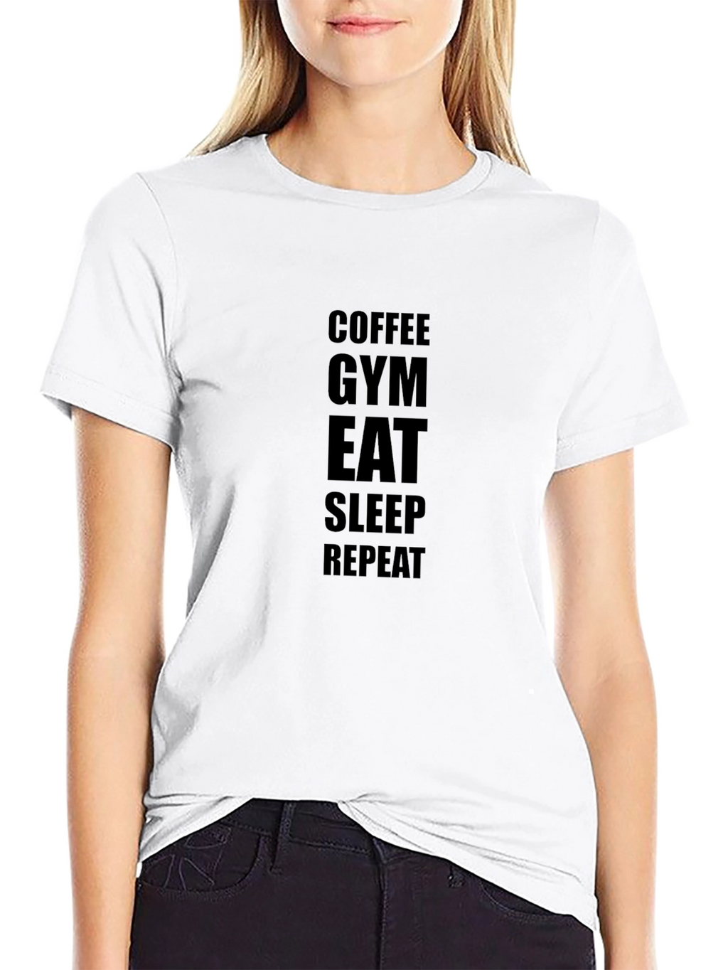 Coffee Gym Eat Sleep Repeat - Black T-Shirt