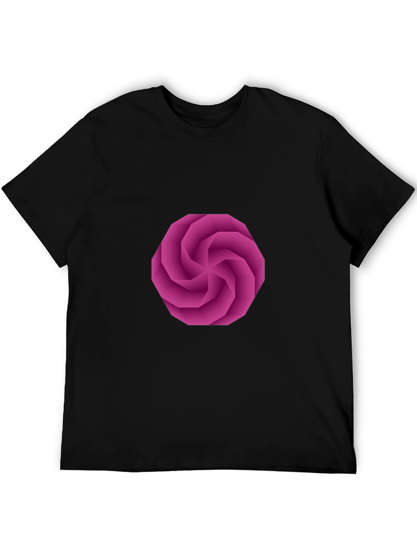 Geometric Swirl Graphic Black T-Shirt