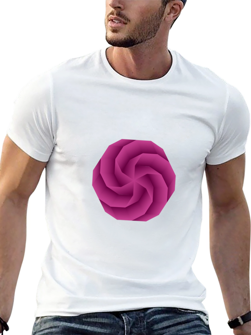Geometric Swirl Graphic Black T-Shirt