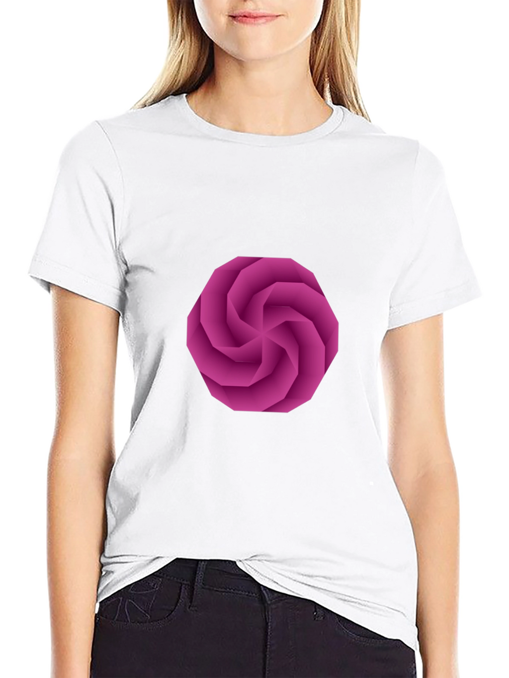 Geometric Swirl Graphic Black T-Shirt