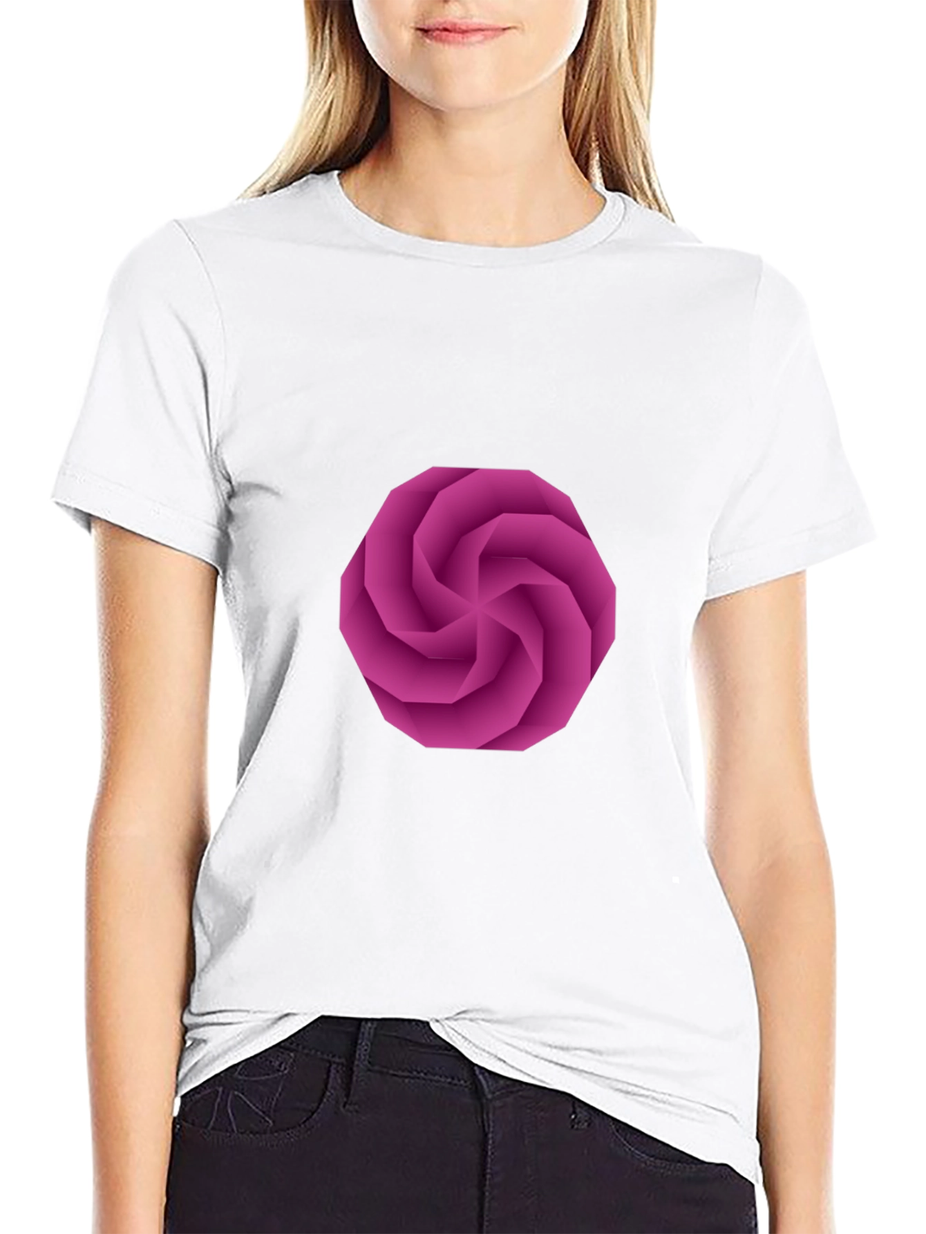Geometric Swirl Graphic Black T-Shirt