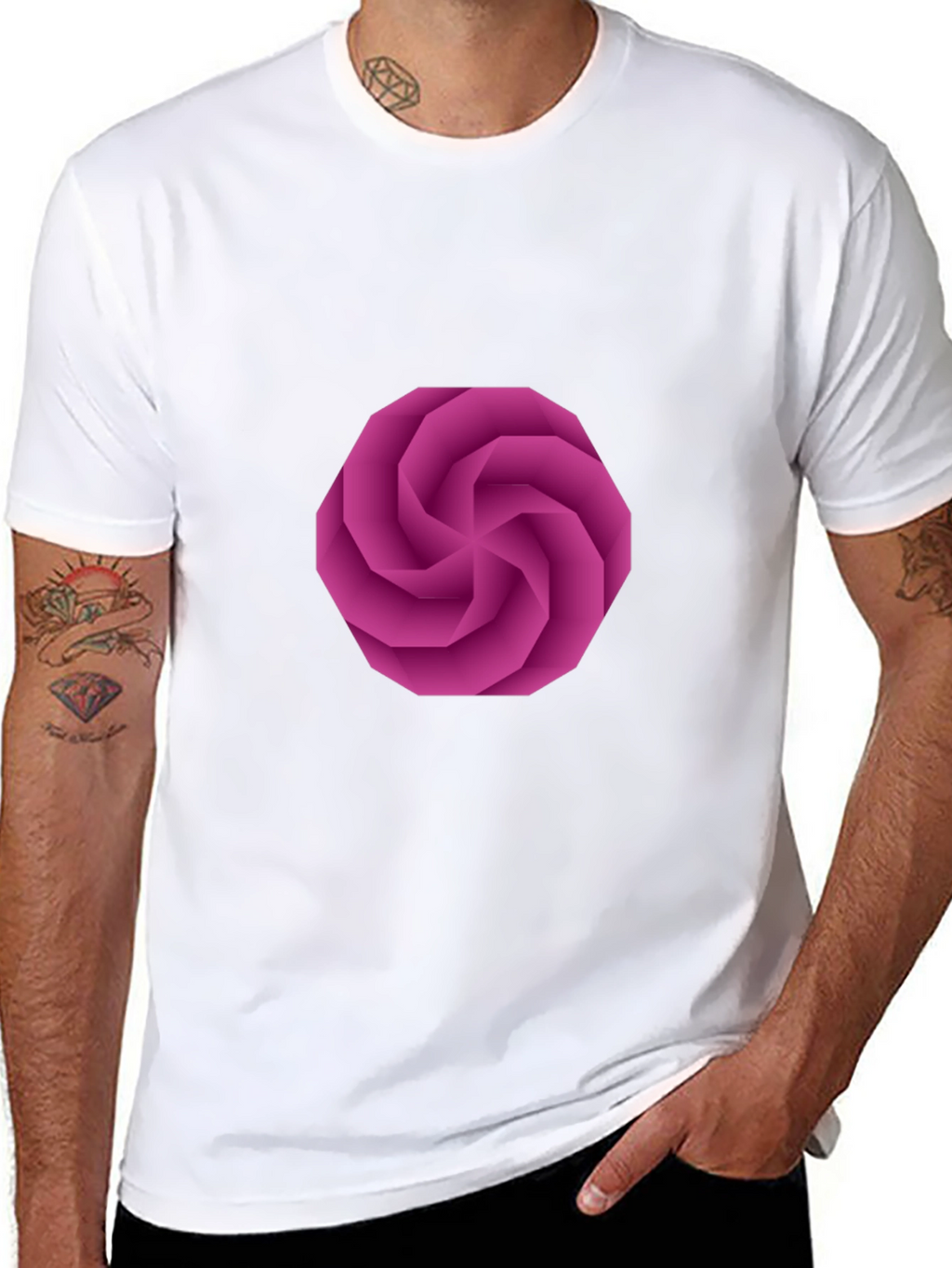 Geometric Swirl Graphic Black T-Shirt