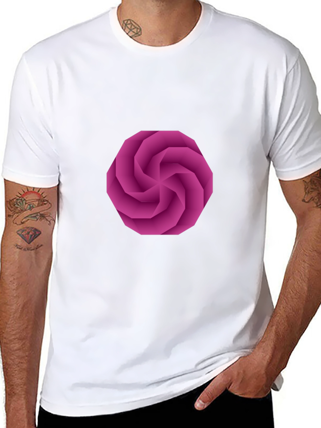 Geometric Swirl Graphic Black T-Shirt