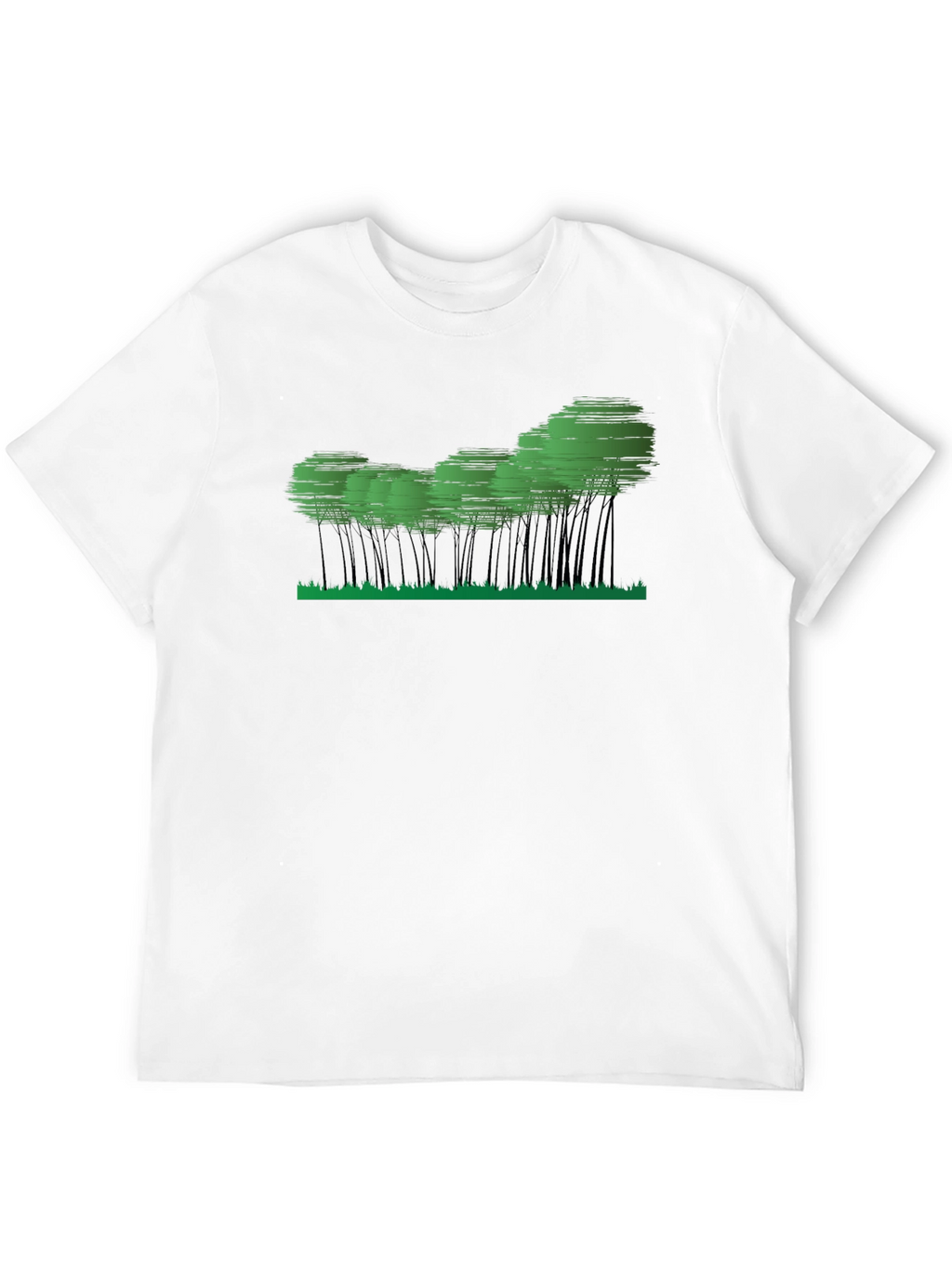Mens Black Graphic Tee - Abstract Forest Design