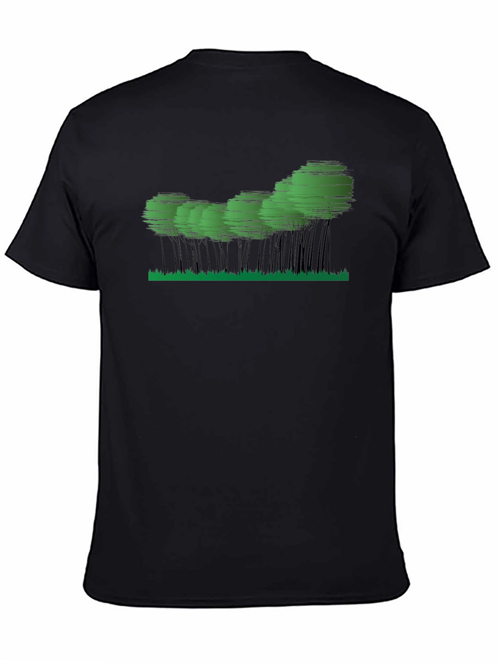 Mens Black Graphic Tee - Abstract Forest Design