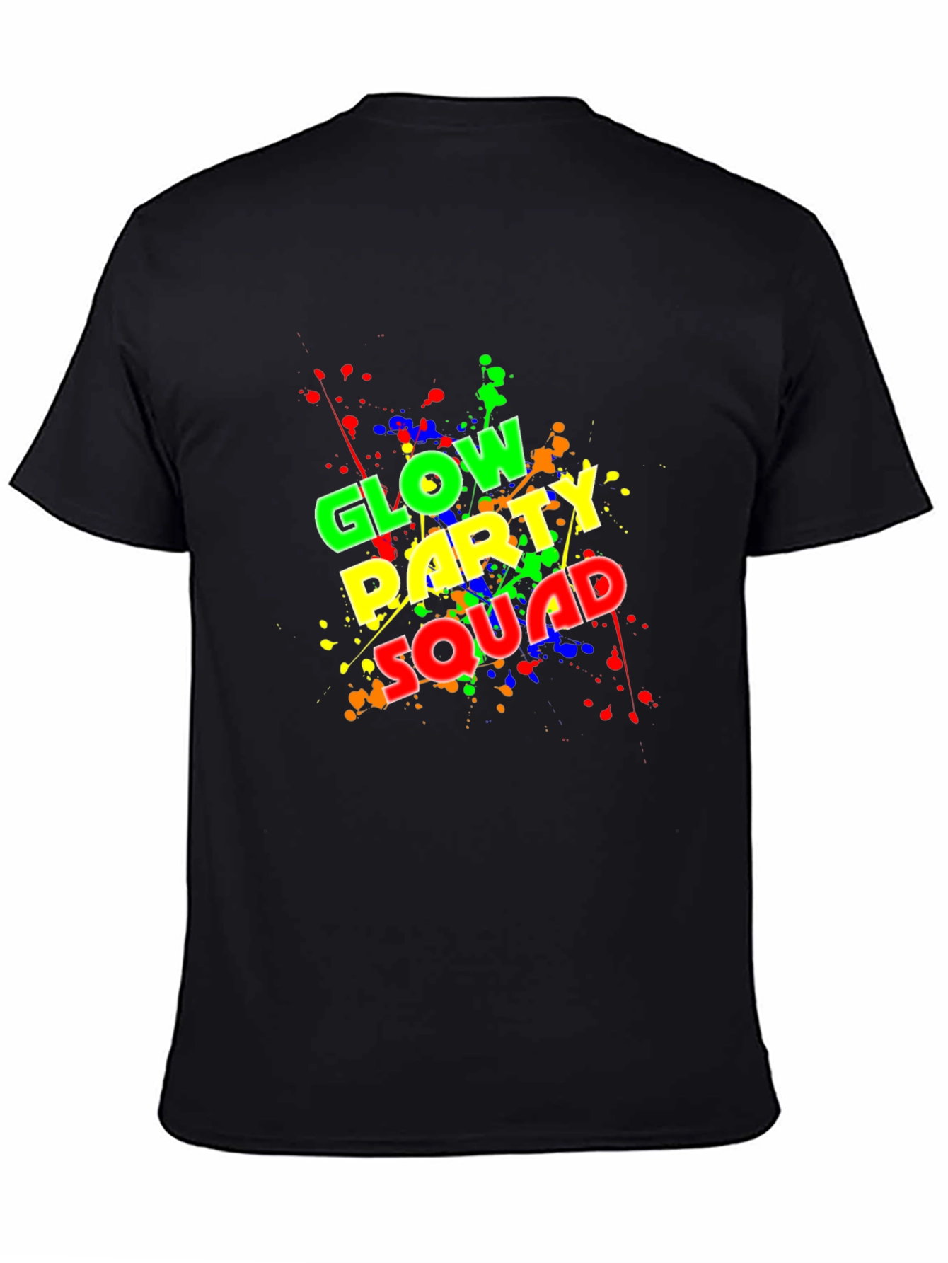 Glow Party Squad T-Shirt - Neon Splash Design